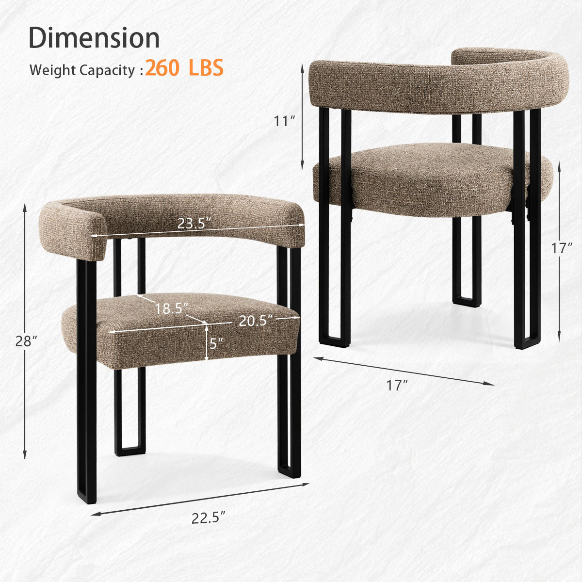 Mia Upholstered Dining Chair with Arms (Set of 2)