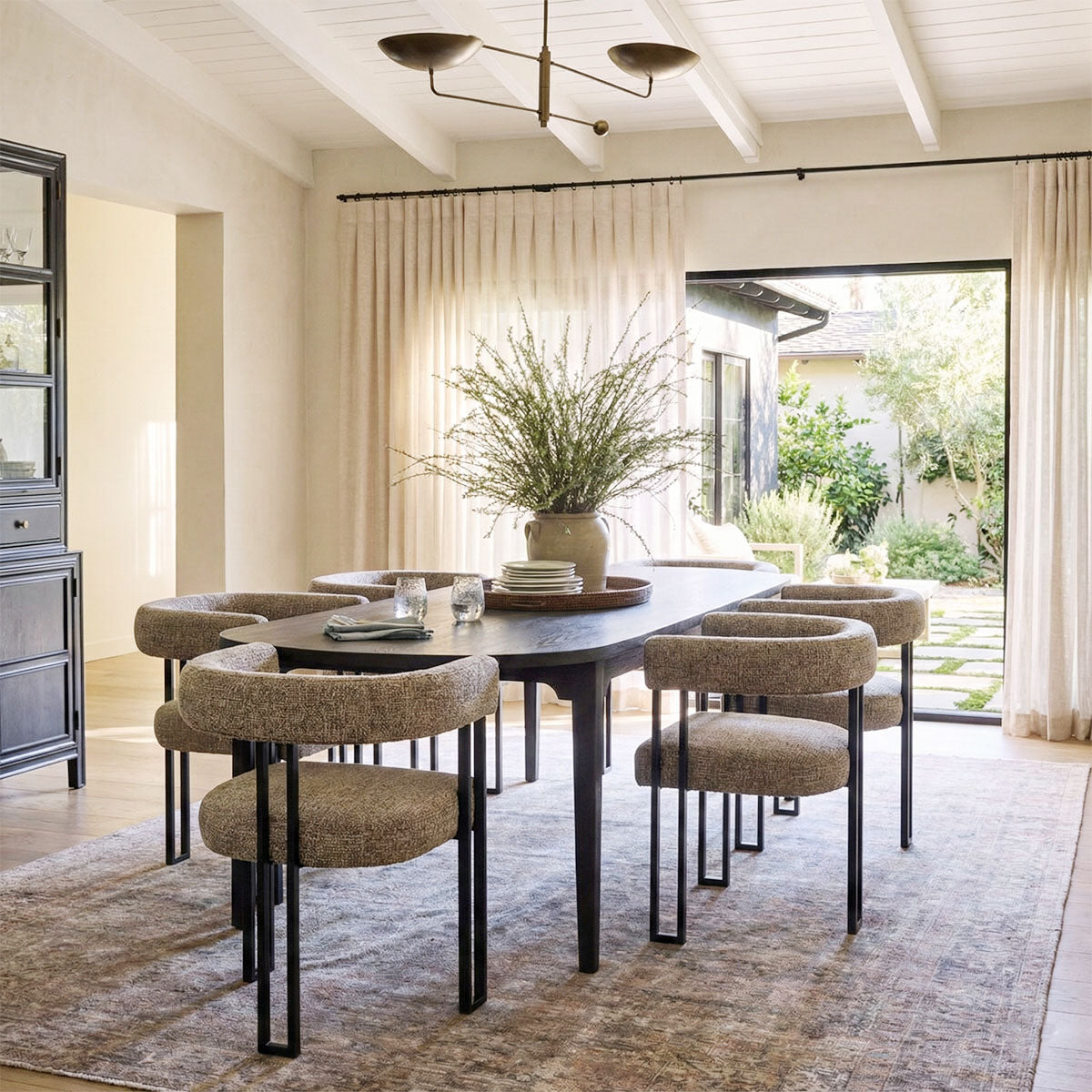 Mia Upholstered Dining Chair with Arms (Set of 2)