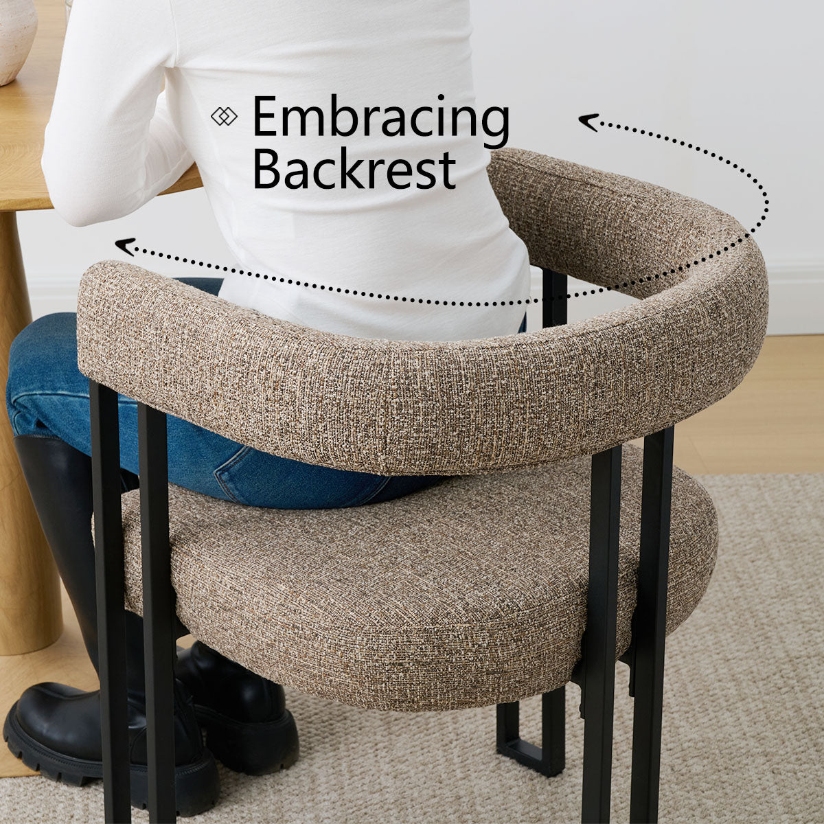 Mia Upholstered Dining Chair with Arms (Set of 2)