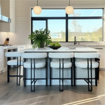 Rola Beige Upholstered Counter Stool with Arms (Set of 2)