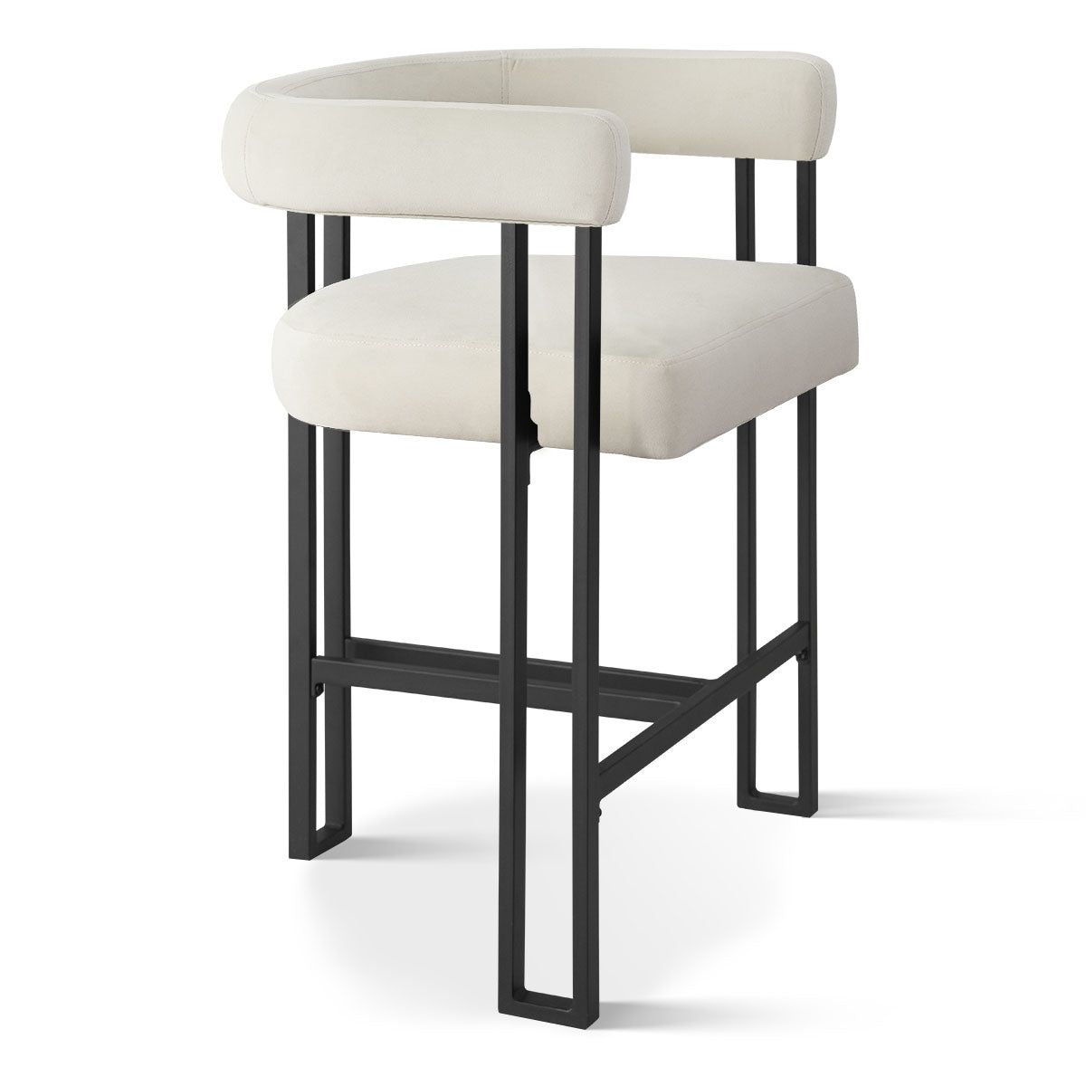 Mia 24" Modern Velvet Counter Stool with Arms (Set of 4)
