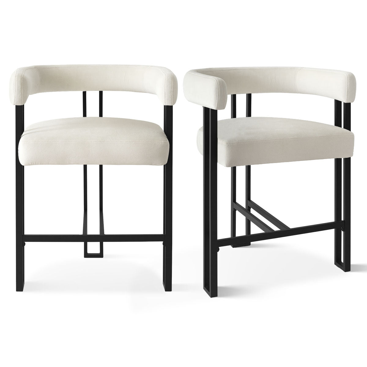 Mia 24" Modern Velvet Counter Stool with Arms (Set of 4)