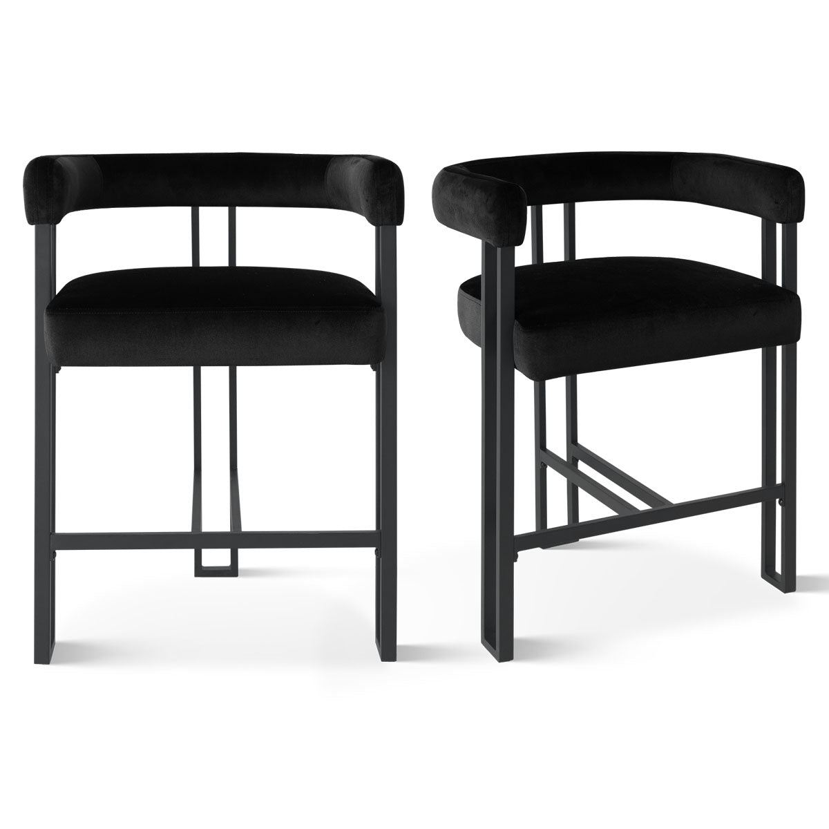 Mia 24" Modern Velvet Counter Stool with Arms (Set of 4)