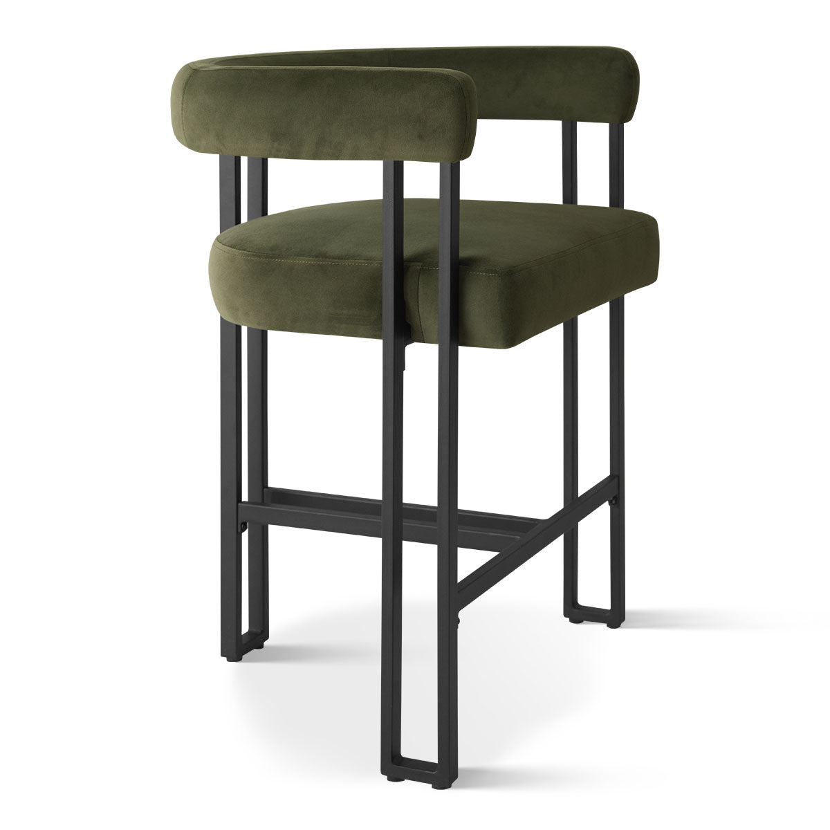 Mia 24" Modern Velvet Counter Stool with Arms (Set of 2)