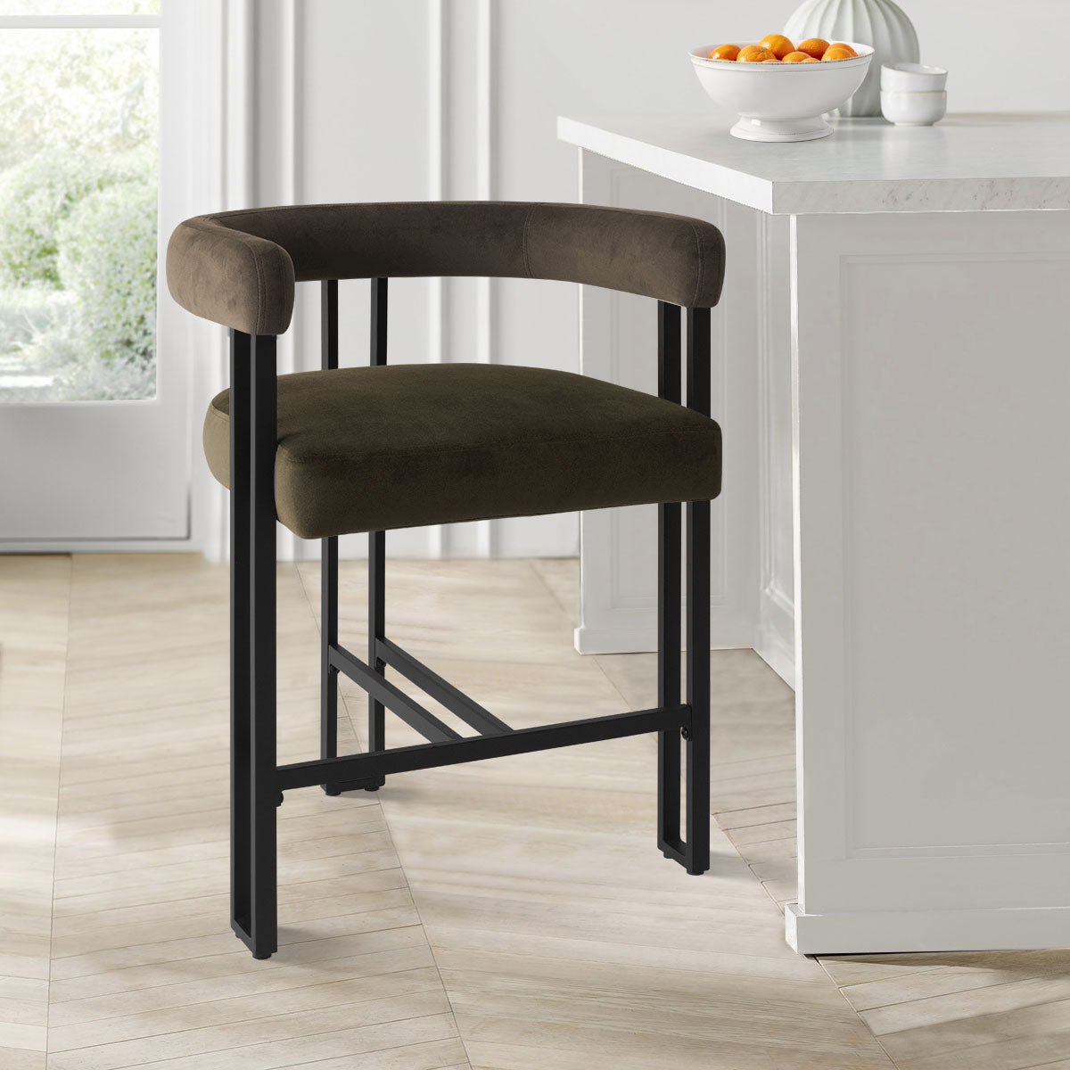 Mia 24" Modern Velvet Counter Stool with Arms (1-piece)
