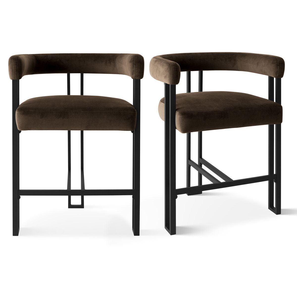 Mia 24" Modern Velvet Counter Stool with Arms (Set of 4)
