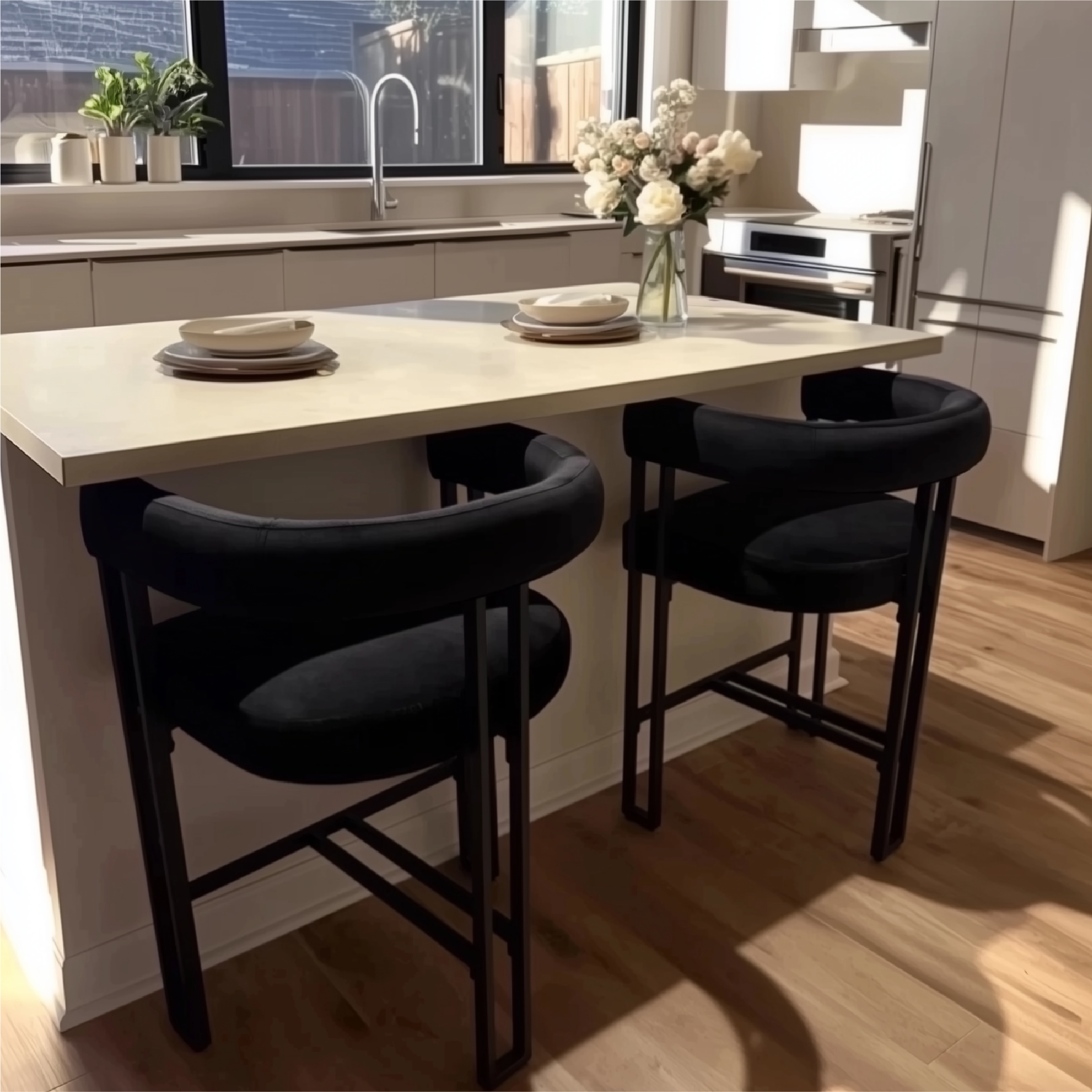 Mia 24" Modern Velvet Counter Stool with Arms (1-piece)