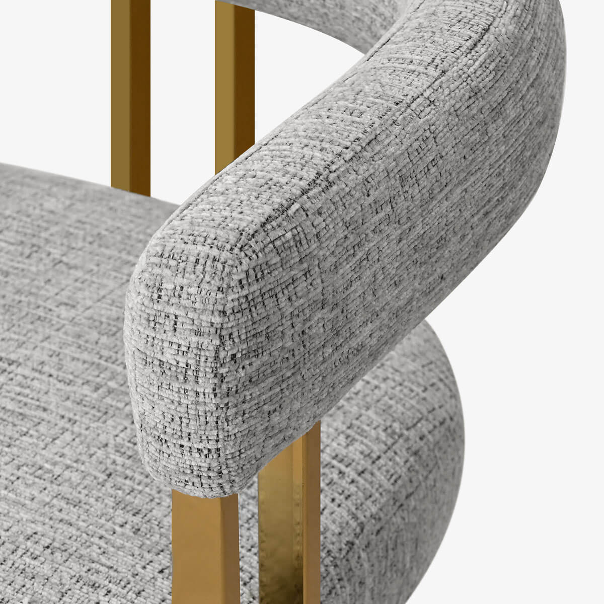 Mia 24" Modern Gold Chenille Dining Chair with Arms (Set of 6)