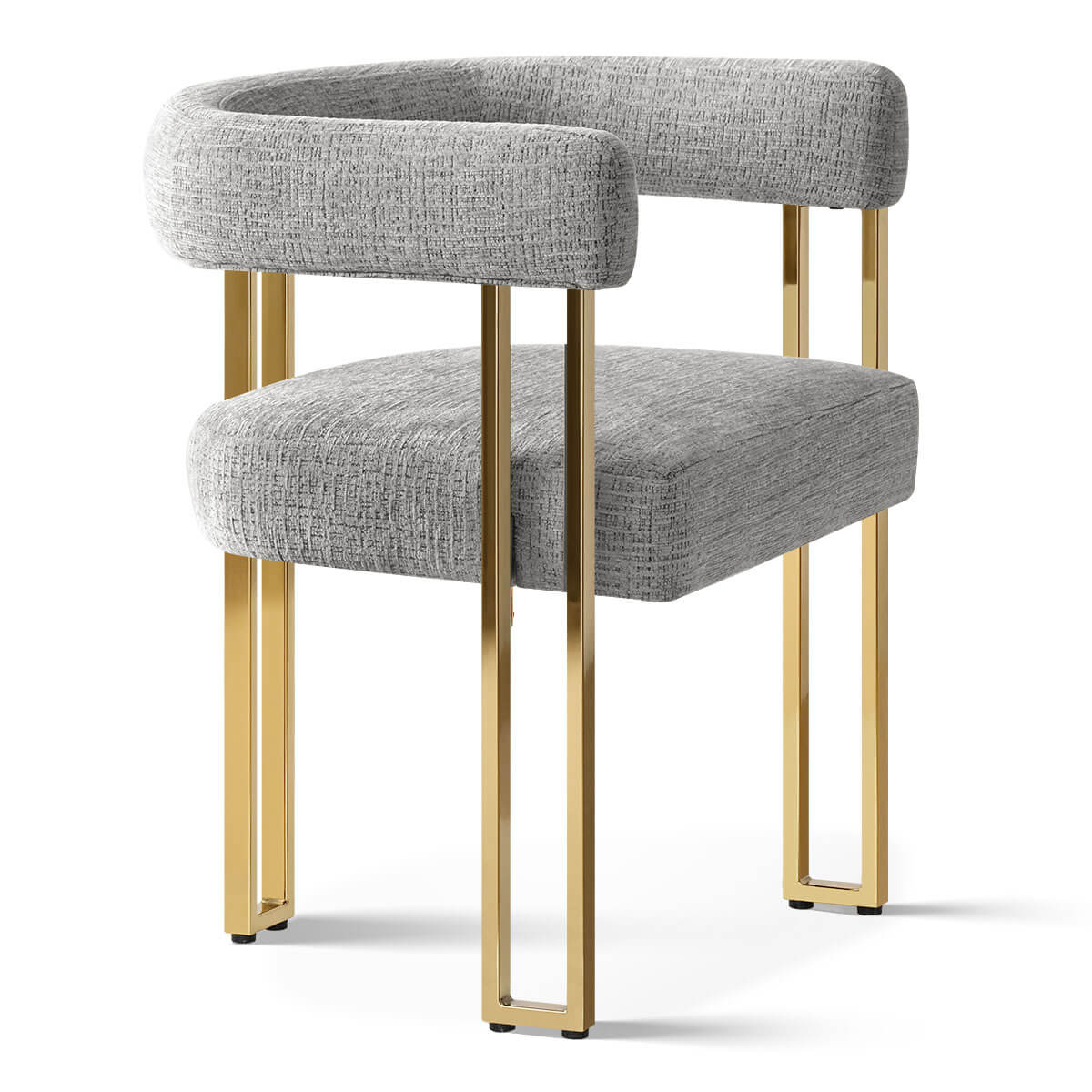 Mia 24" Modern Gold Chenille Dining Chair with Arms (Set of 6)
