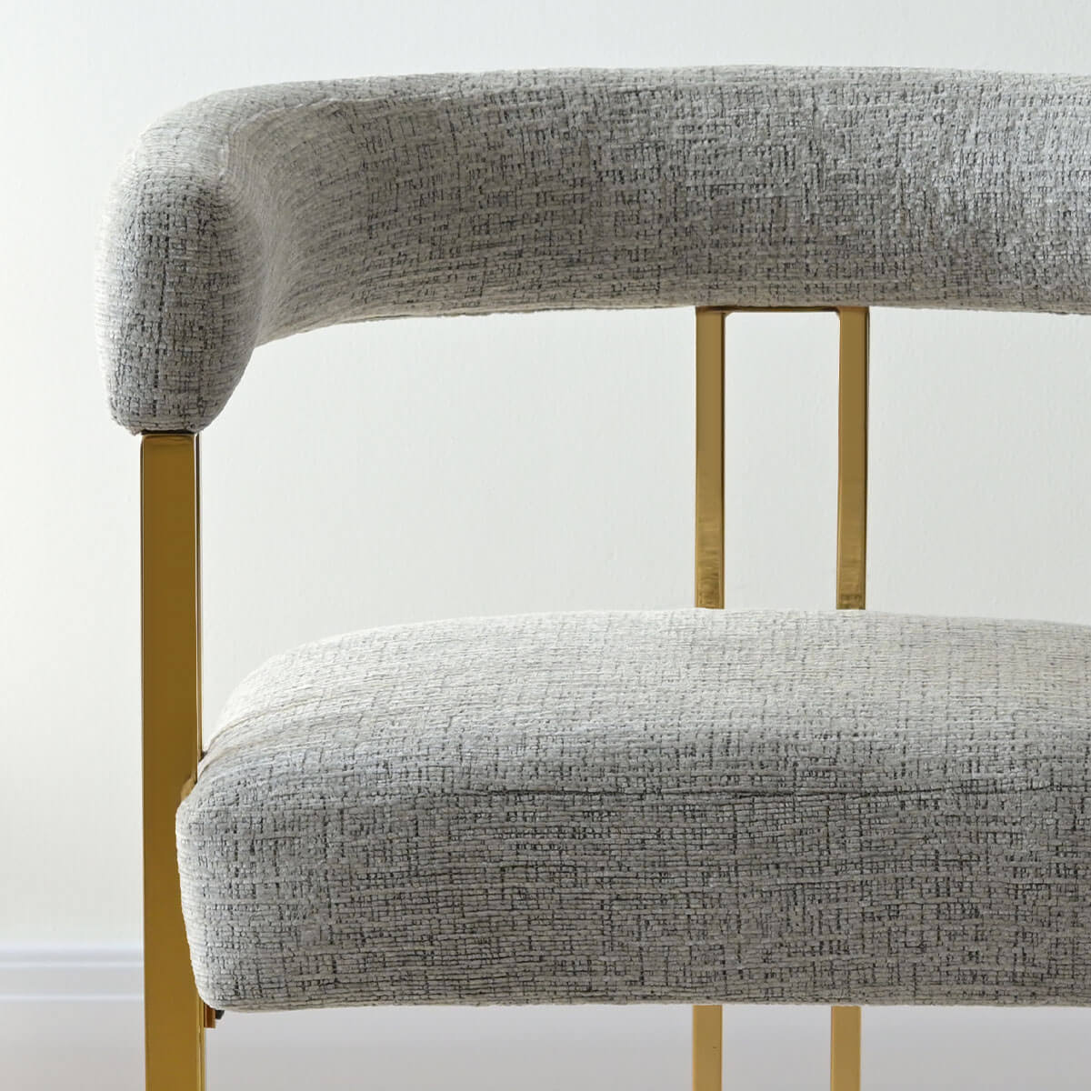 Mia 24" Modern Gold Chenille Dining Chair with Arms (Set of 6)