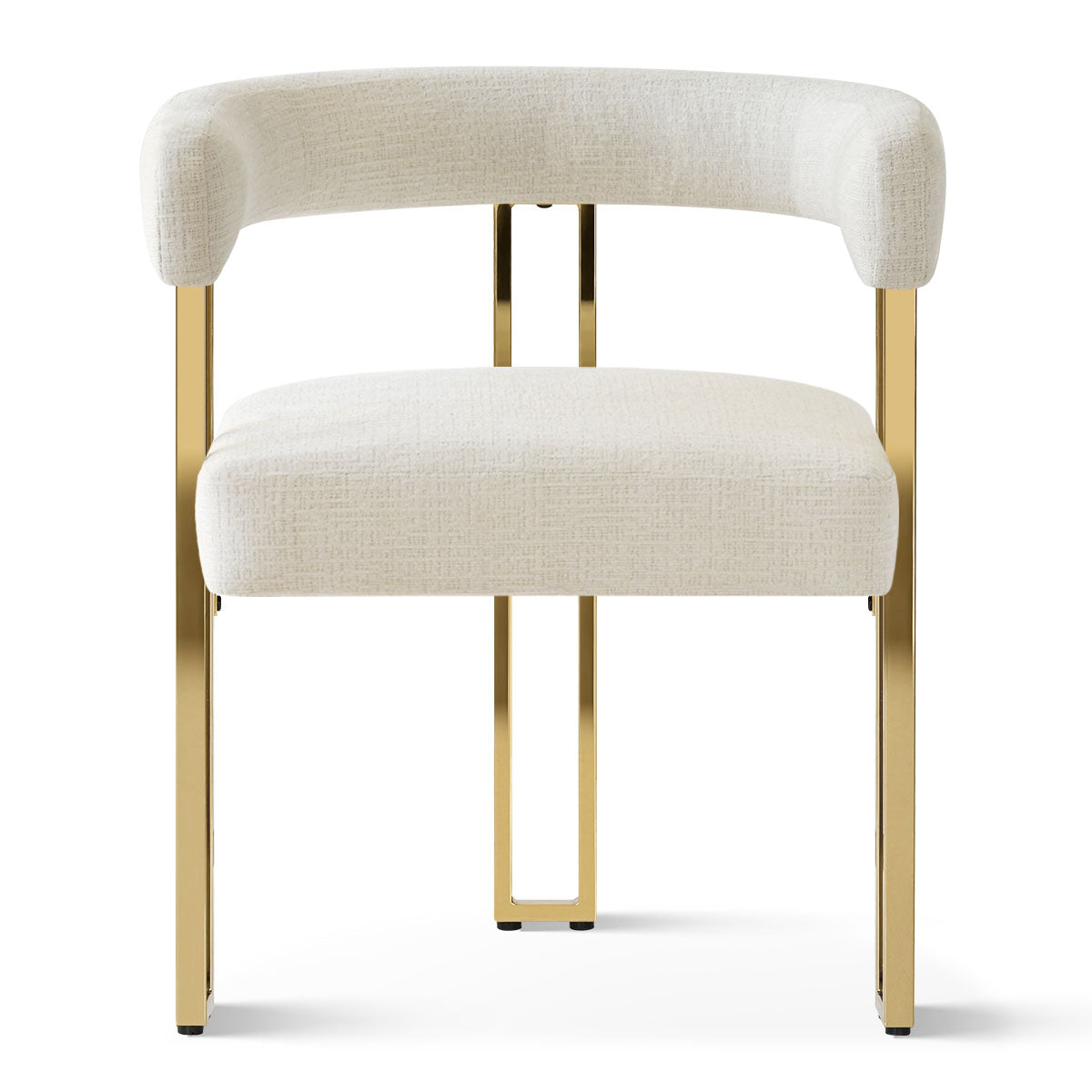 Mia 24" Modern Gold Chenille Dining Chair with Arms (Set of 6)