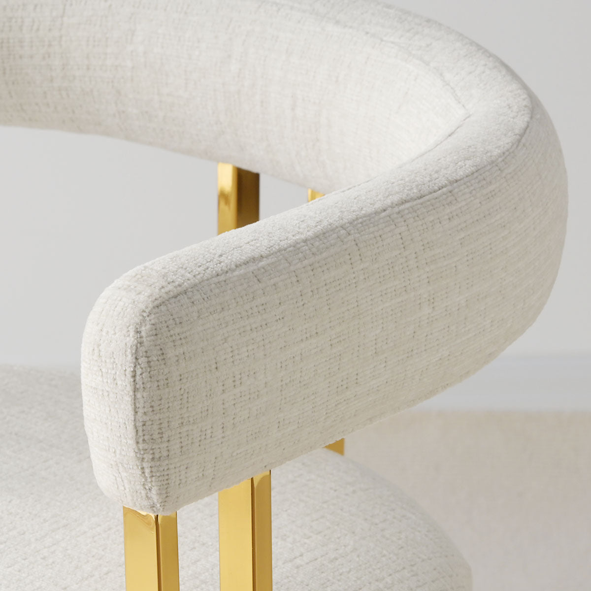 Mia 24" Modern Gold Chenille Dining Chair with Arms (Set of 6)