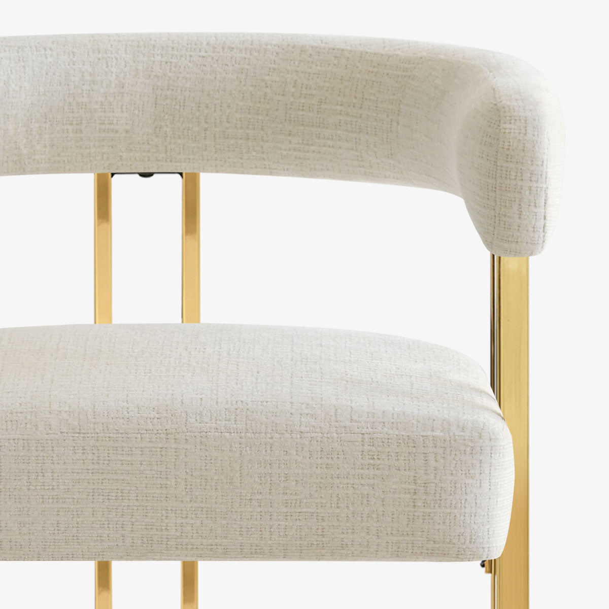 Mia 24" Modern Gold Chenille Dining Chair with Arms (Set of 6)