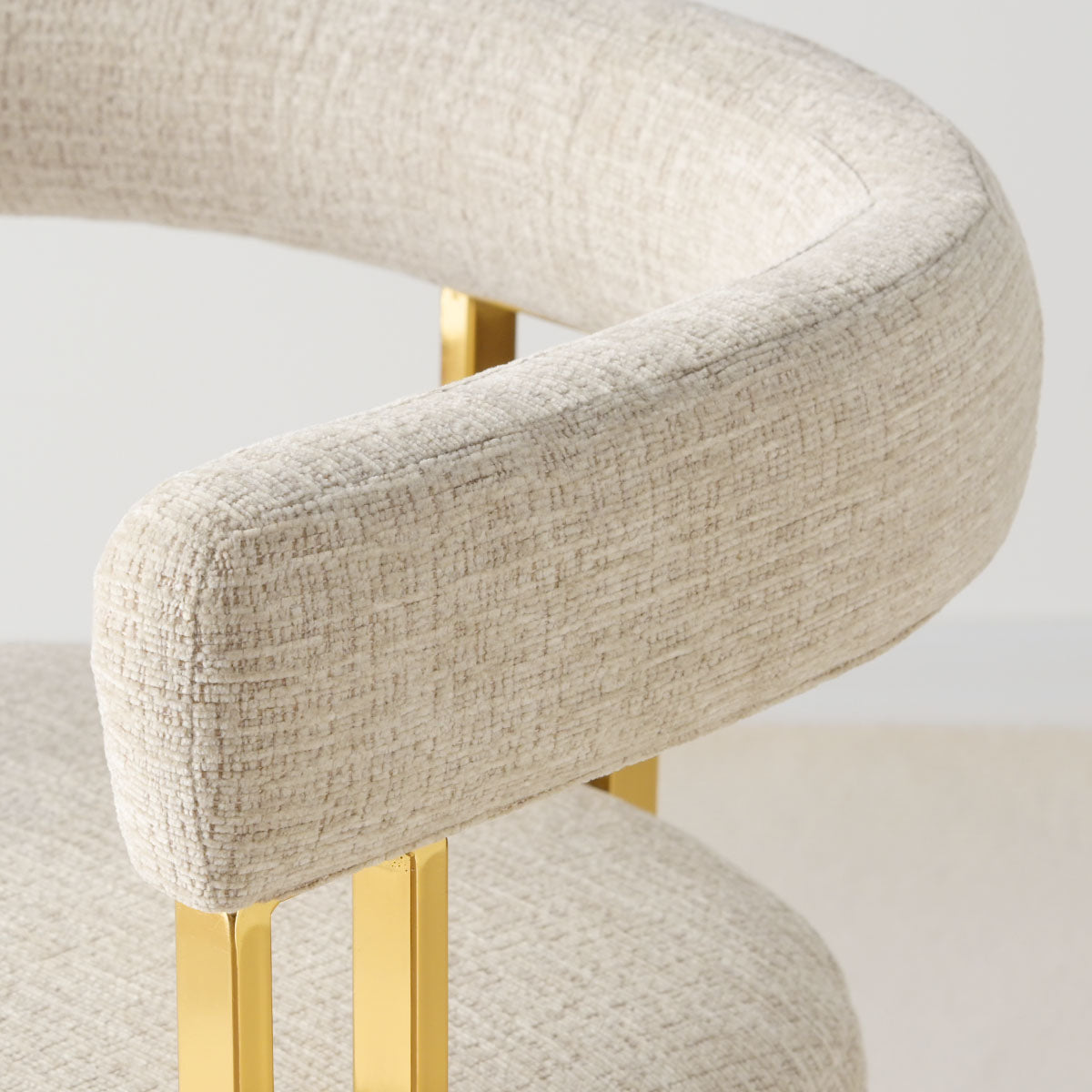 Mia 24" Modern Gold Chenille Dining Chair with Arms (Set of 6)