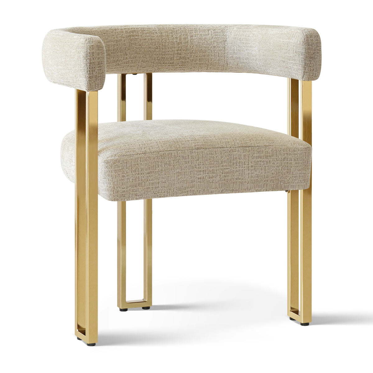 Mia 24" Modern Gold Chenille Dining Chair with Arms (Set of 6)