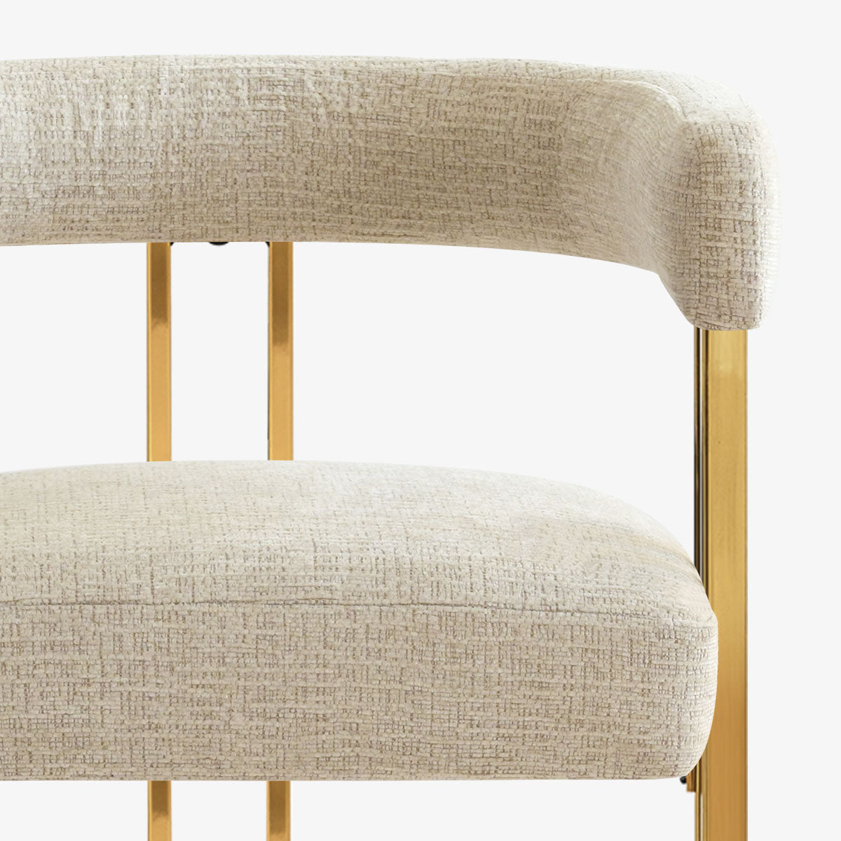 Mia 24" Modern Gold Chenille Dining Chair with Arms (Set of 6)