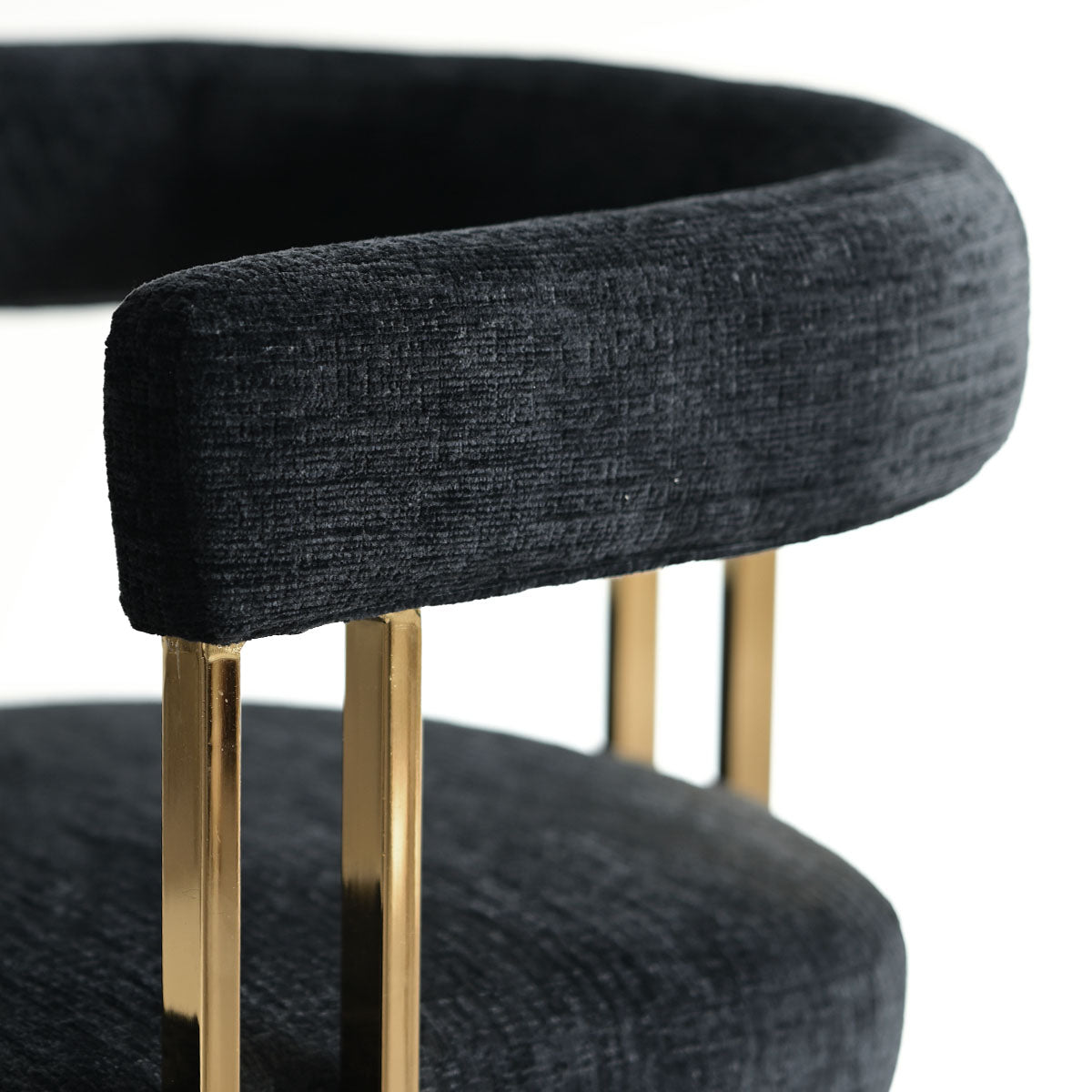 Mia 24" Modern Gold Chenille Dining Chair with Arms (Set of 6)