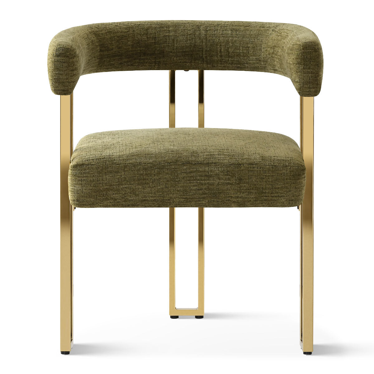 Mia 24" Modern Gold Chenille Dining Chair with Arms (Set of 6)