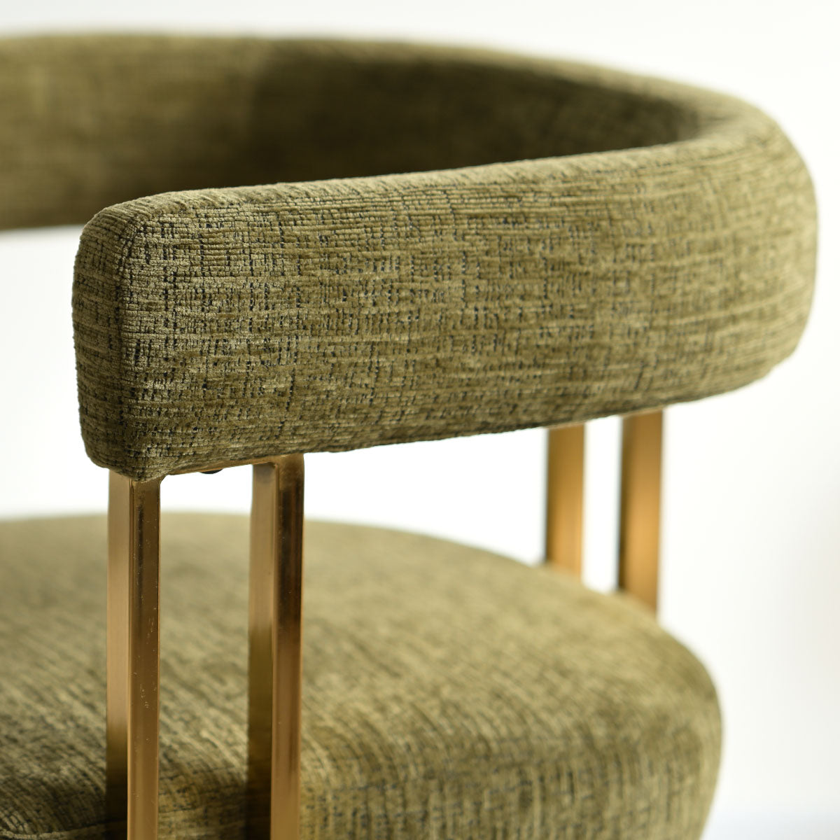 Mia 24" Modern Gold Chenille Dining Chair with Arms (Set of 6)
