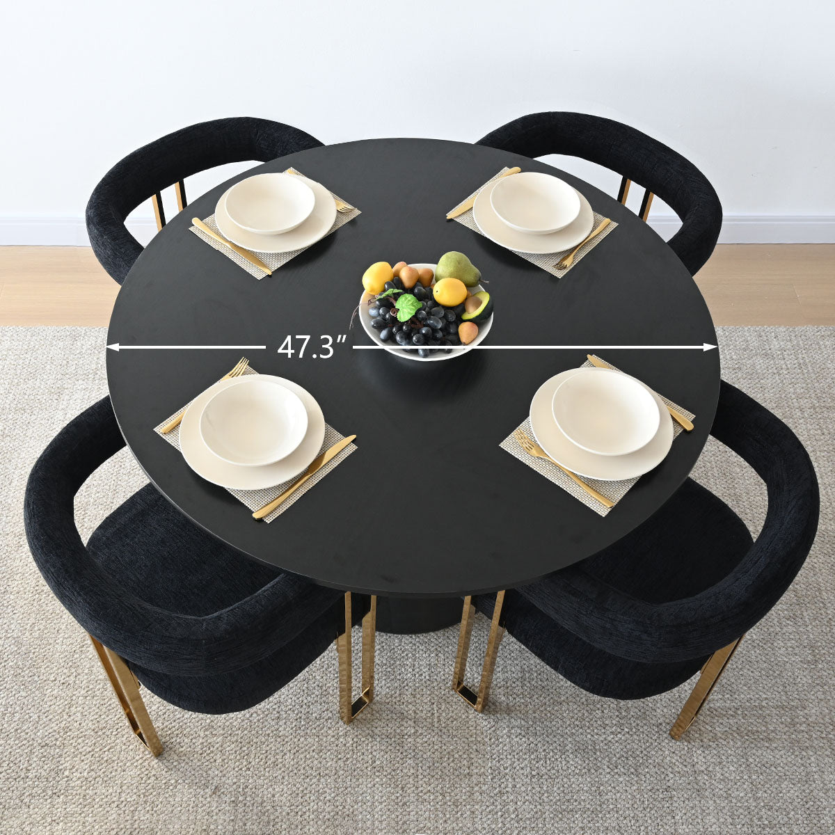 Mia 24" Modern Gold Chenille Dining Chair with Arms (Set of 6)