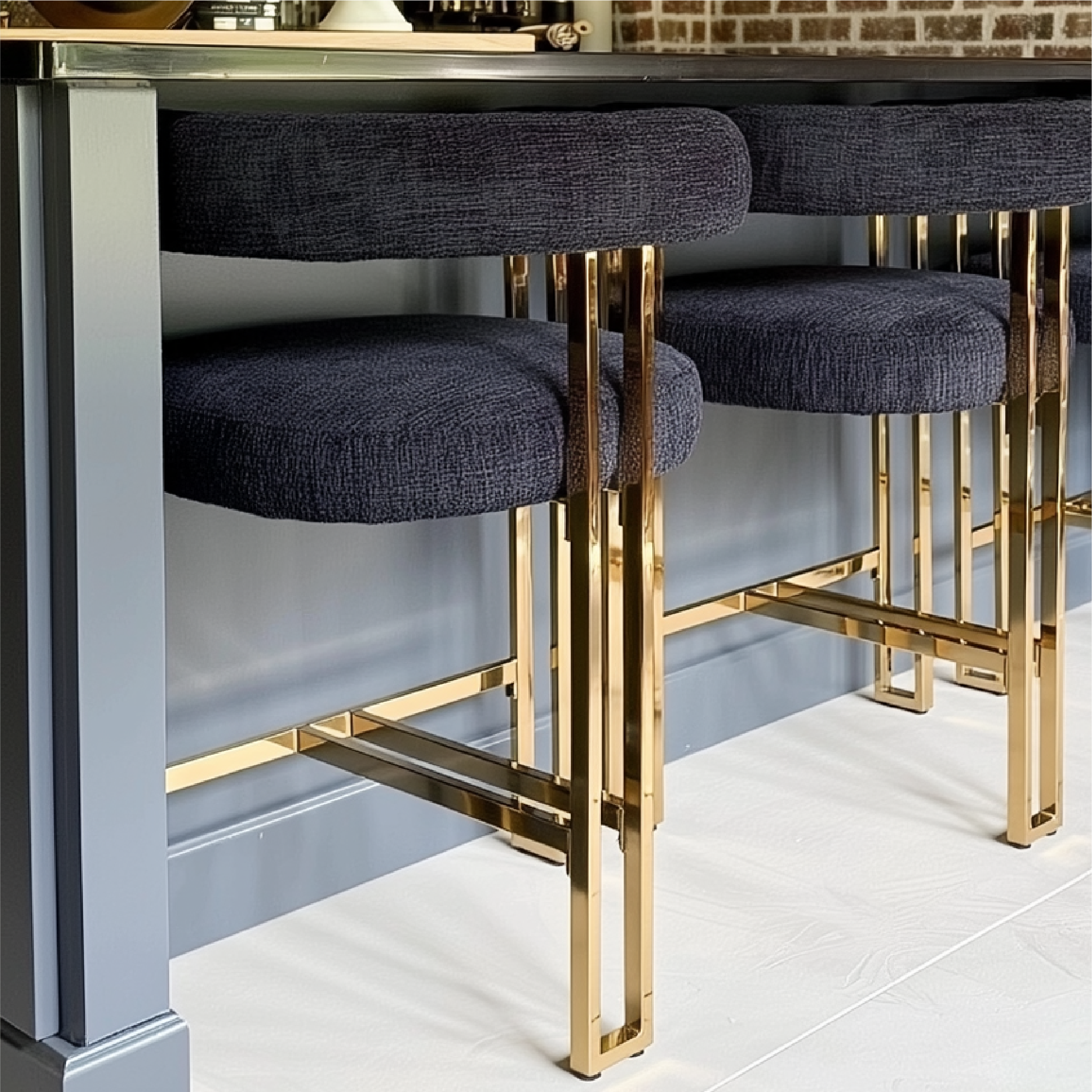 Mia 24" Modern Gold Chenille Counter Stool with Arms (1-piece)