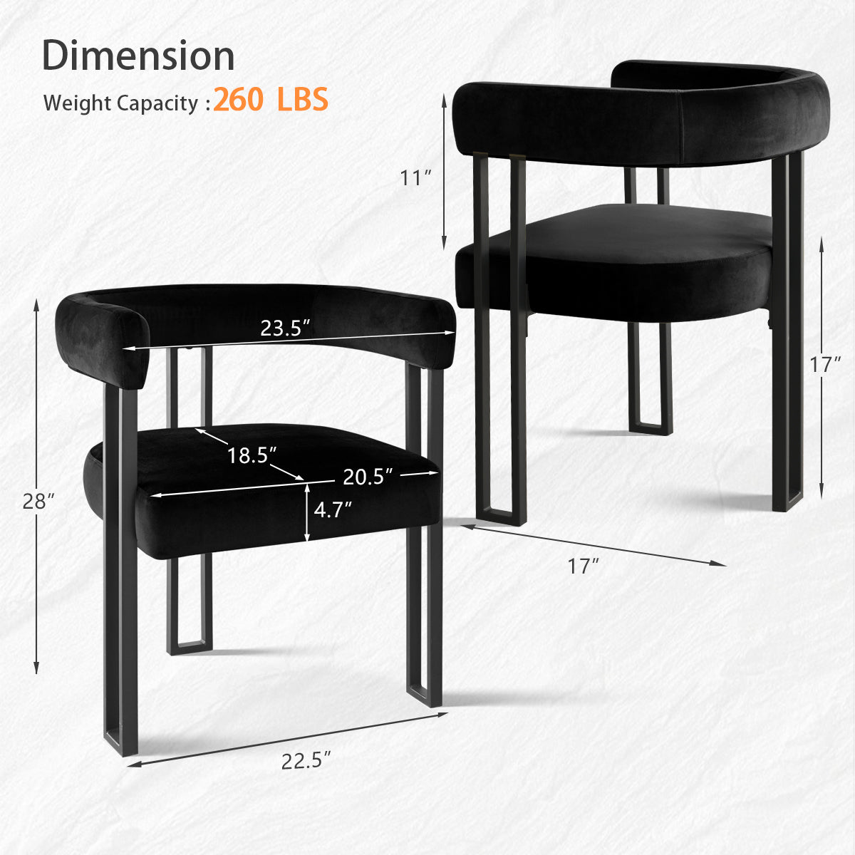 Mia Velvet Dining Chair with Arms (Set of 8)