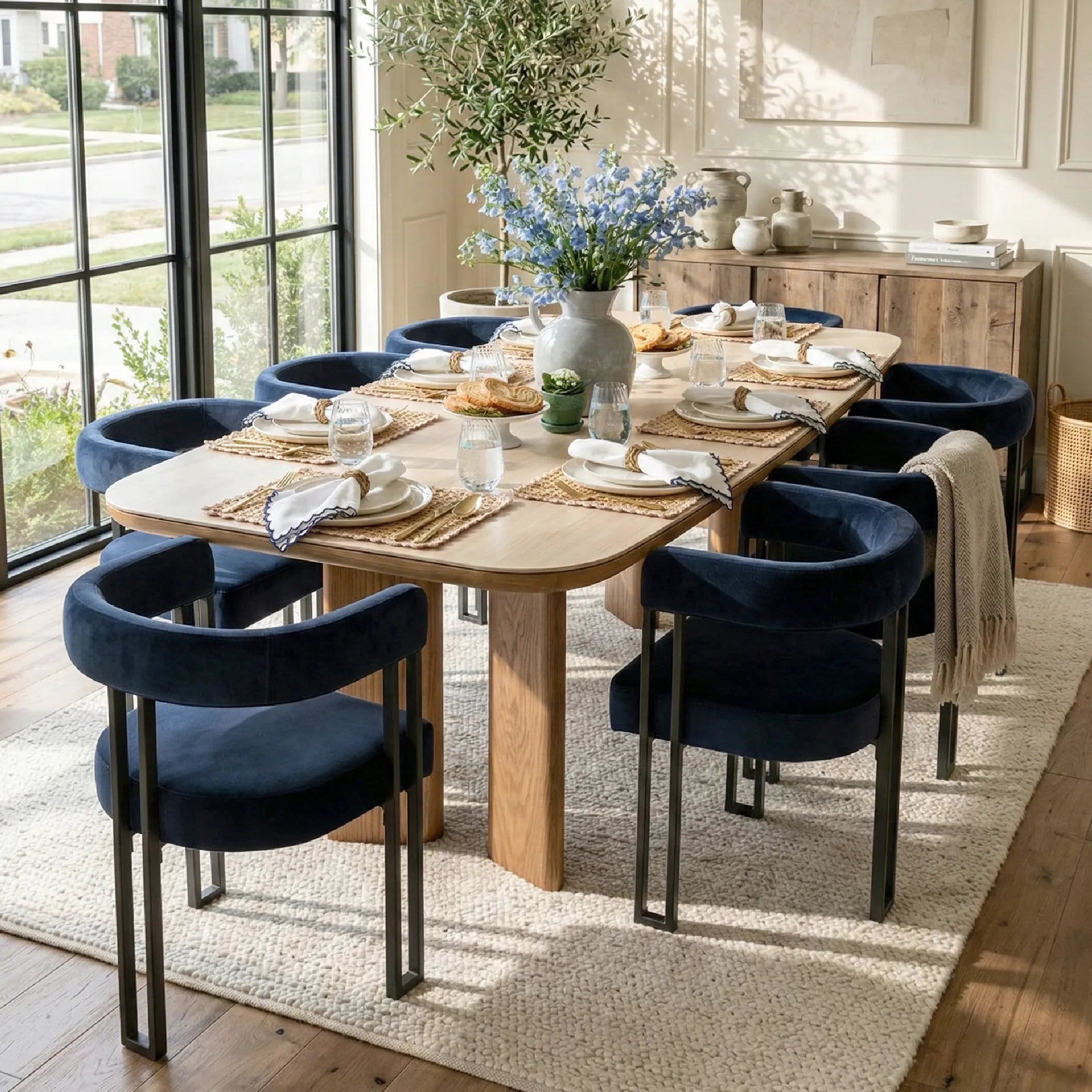 Mia Velvet Dining Chair with Arms (Set of 8)