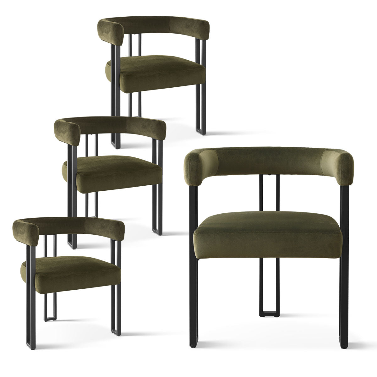 Mia Velvet Dining Chair with Arms (Set of 6)