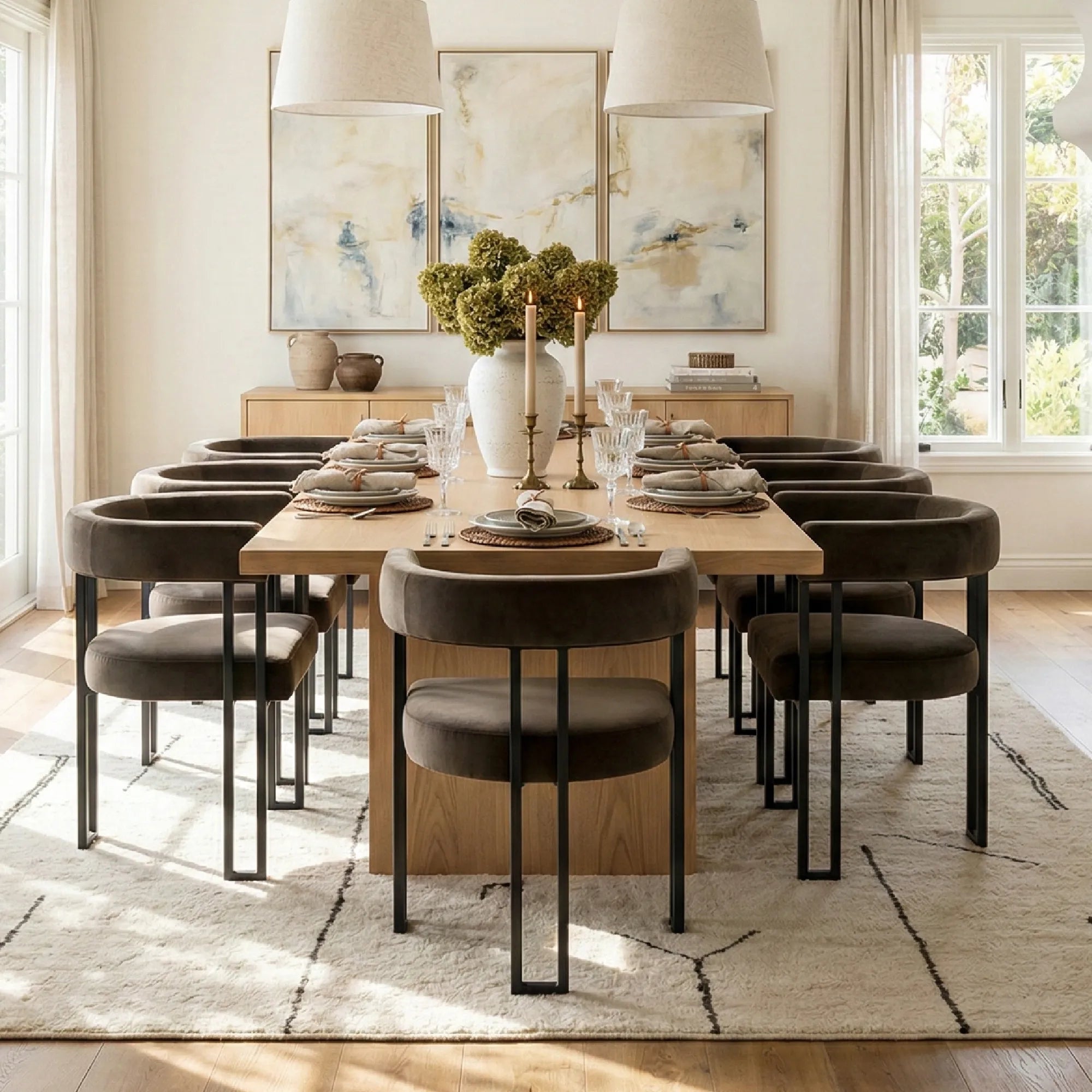 Mia Velvet Dining Chair with Arms (Set of 8)