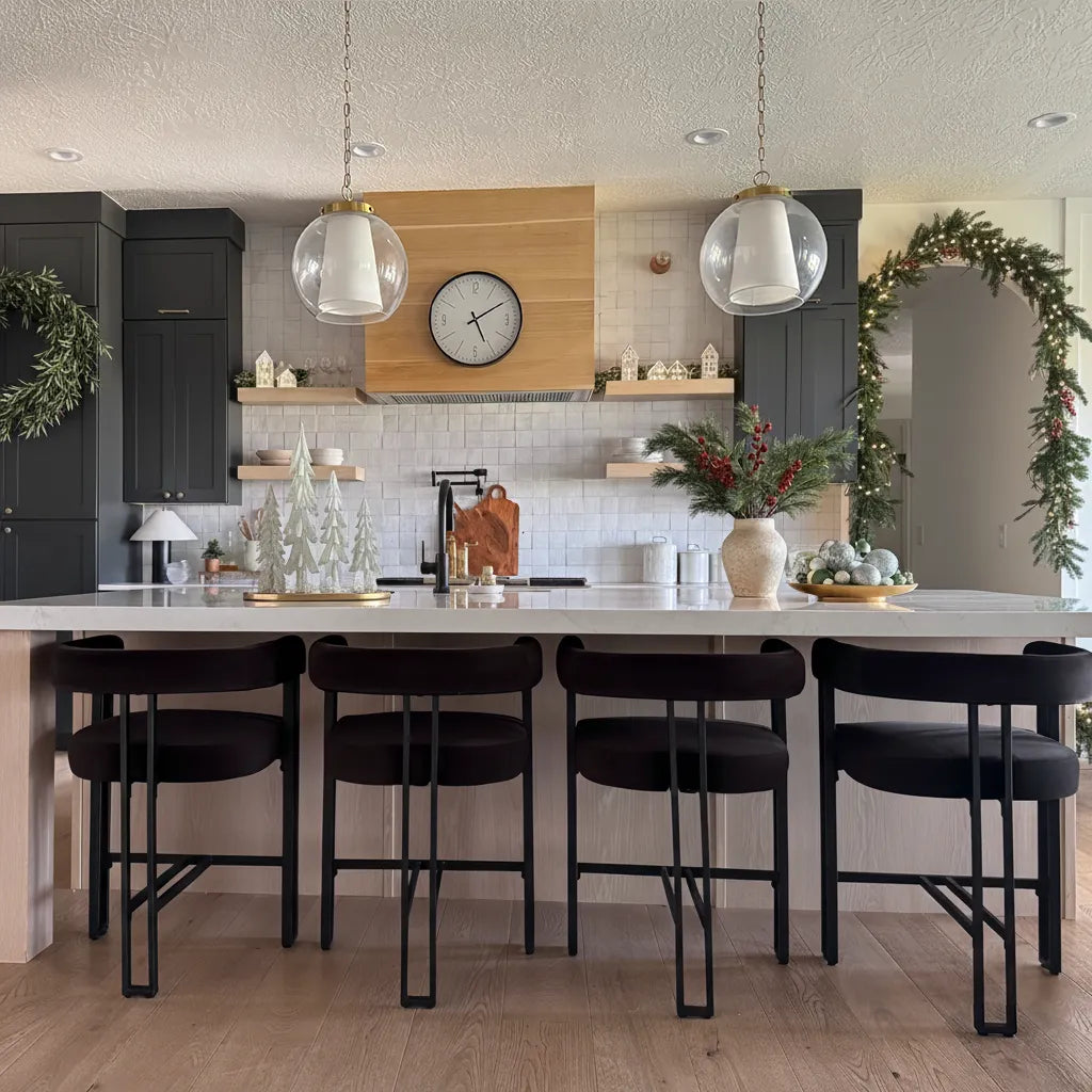 Mia 24" Modern Velvet Counter Stool with Arms (Set of 4)