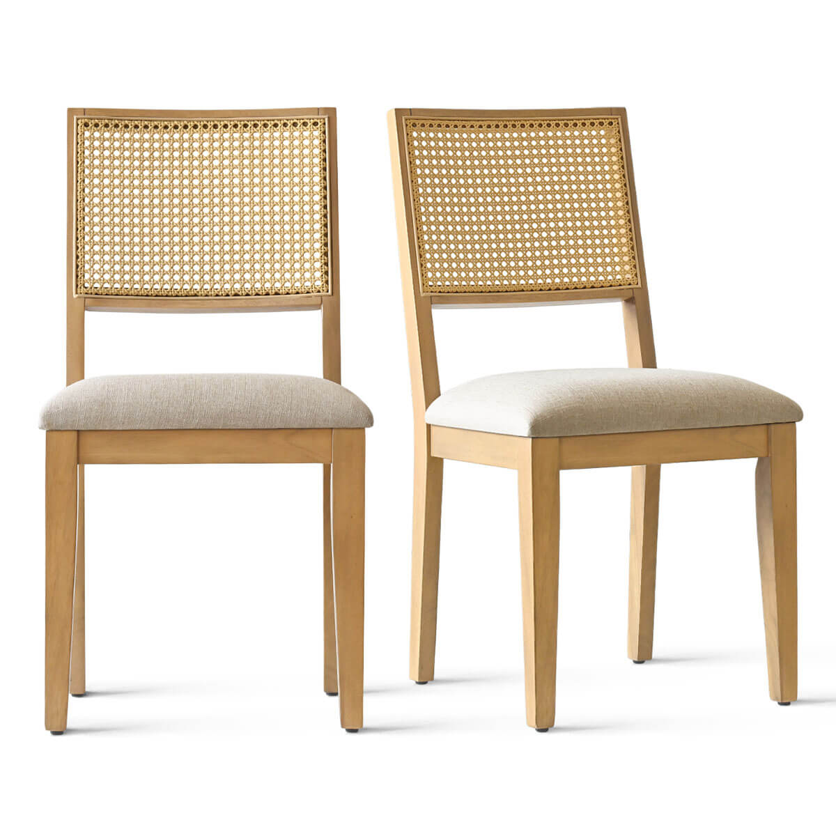 Monica Rattan Solid Wood Upholstered Dining Chair (Set of 2)