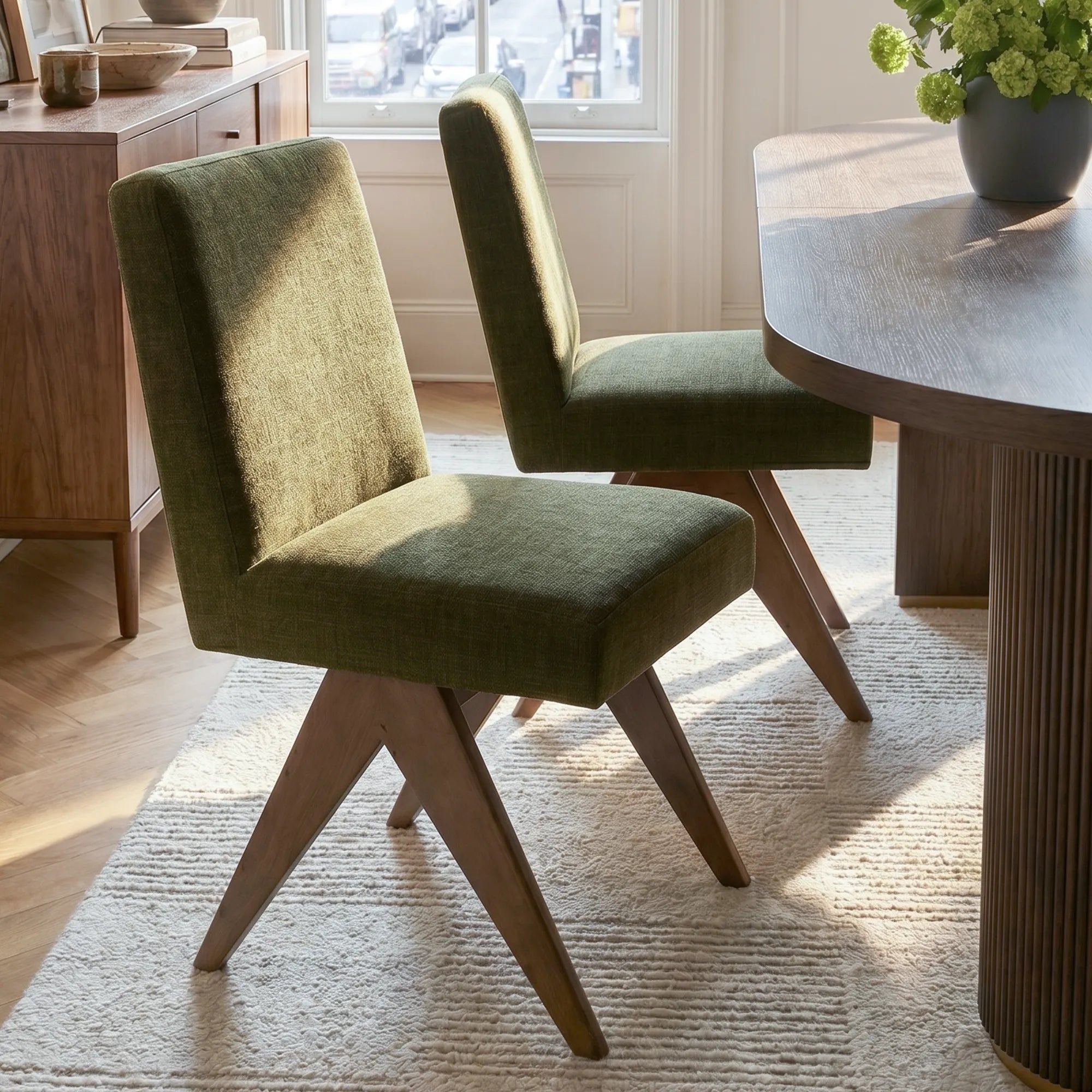 Morgan Mid Century Modern Upholstered Dining Chair (Set of 2)