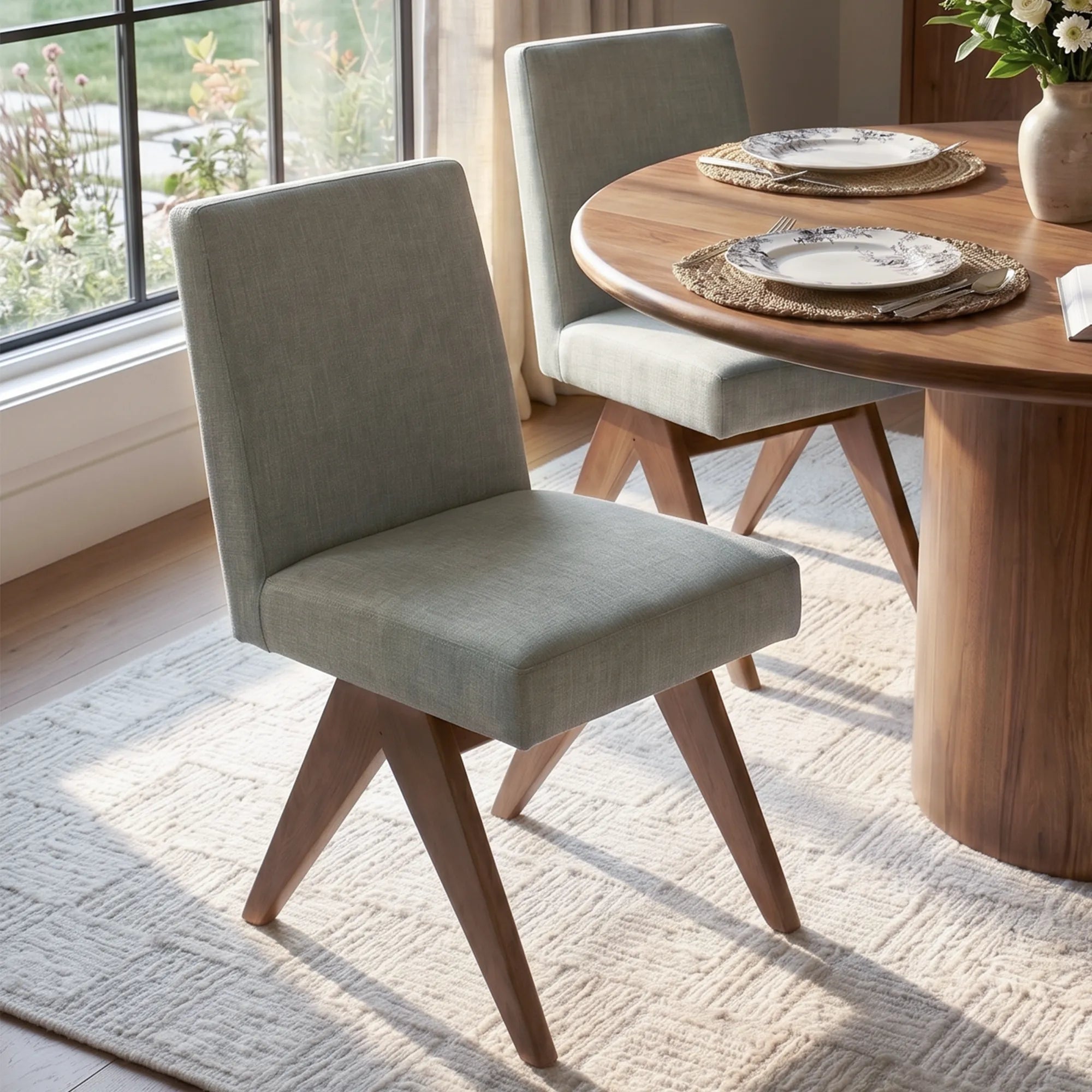 Morgan Mid Century Modern Upholstered Dining Chair (Set of 2)