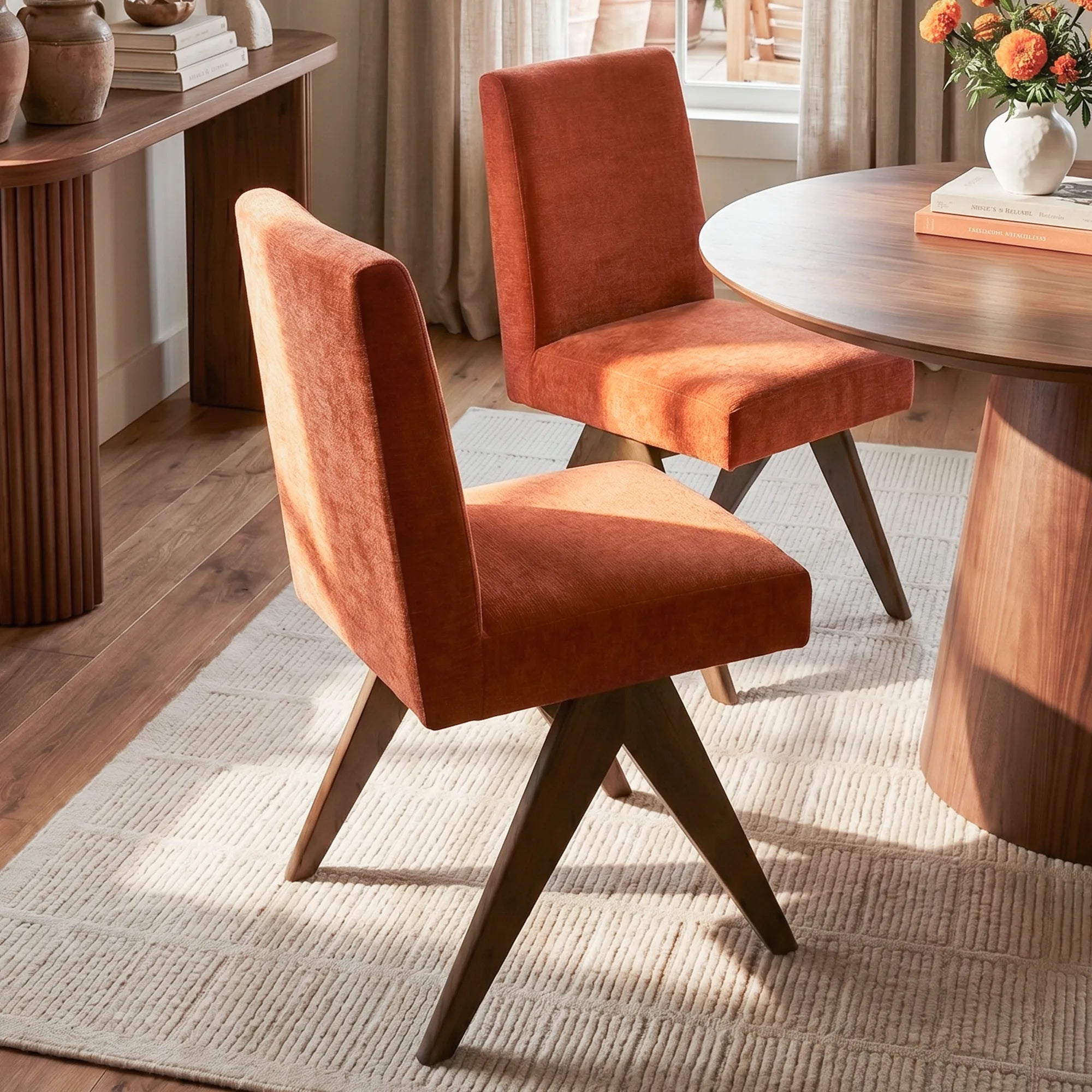 Morgan Mid Century Modern Upholstered Dining Chair (Set of 2)