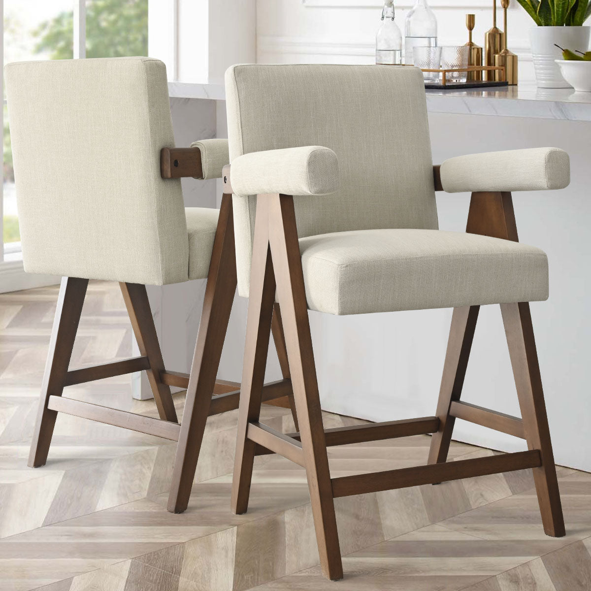 Morgan Upholstered Counter Stool with Arms (1-Piece)