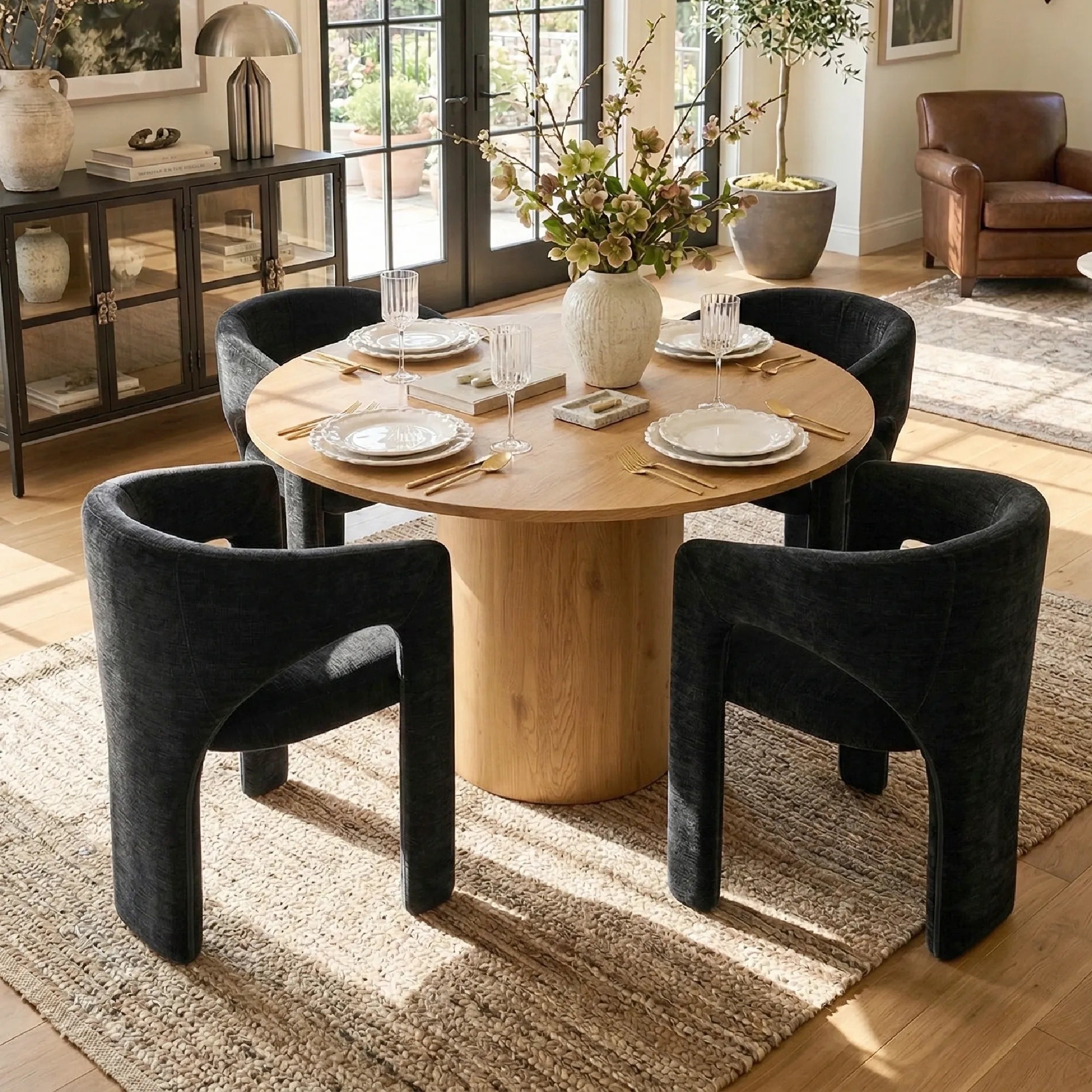 Musk & Khloe 41.5" Round Dining Table Set for 4 (5-Piece)
