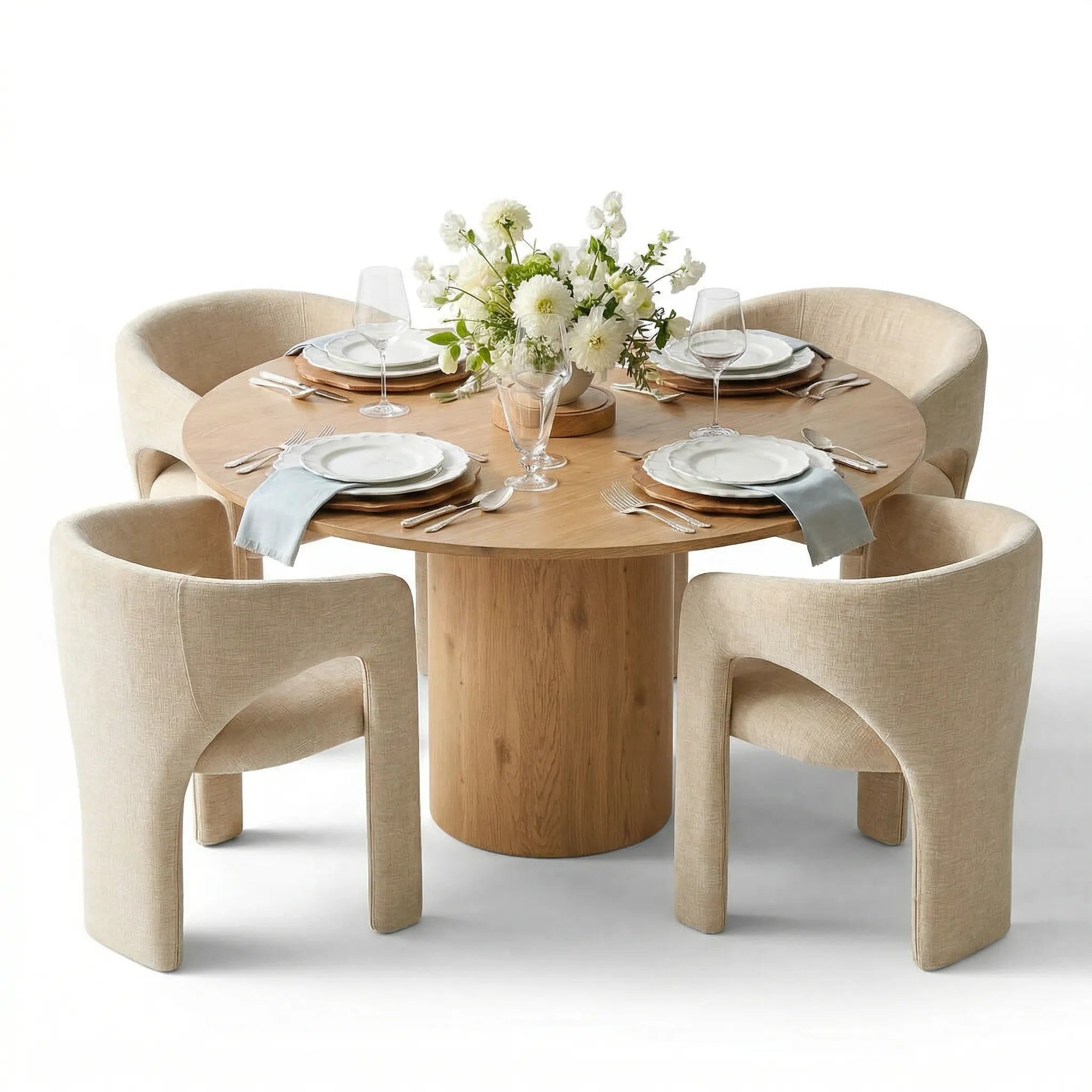 Musk & Khloe 41.5" Round Dining Table Set for 4 (5-Piece)