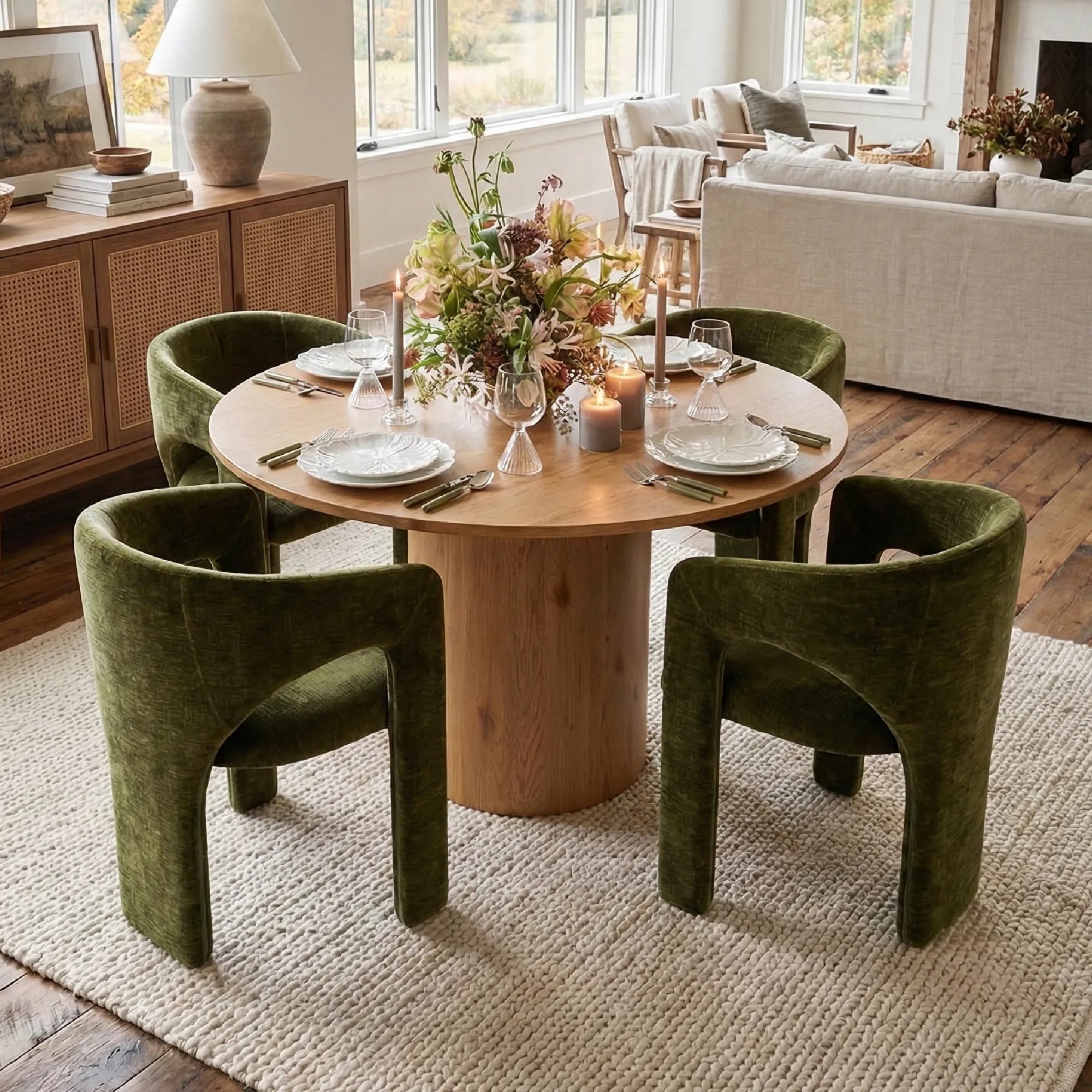 Musk & Khloe 41.5" Round Dining Table Set for 4 (5-Piece)