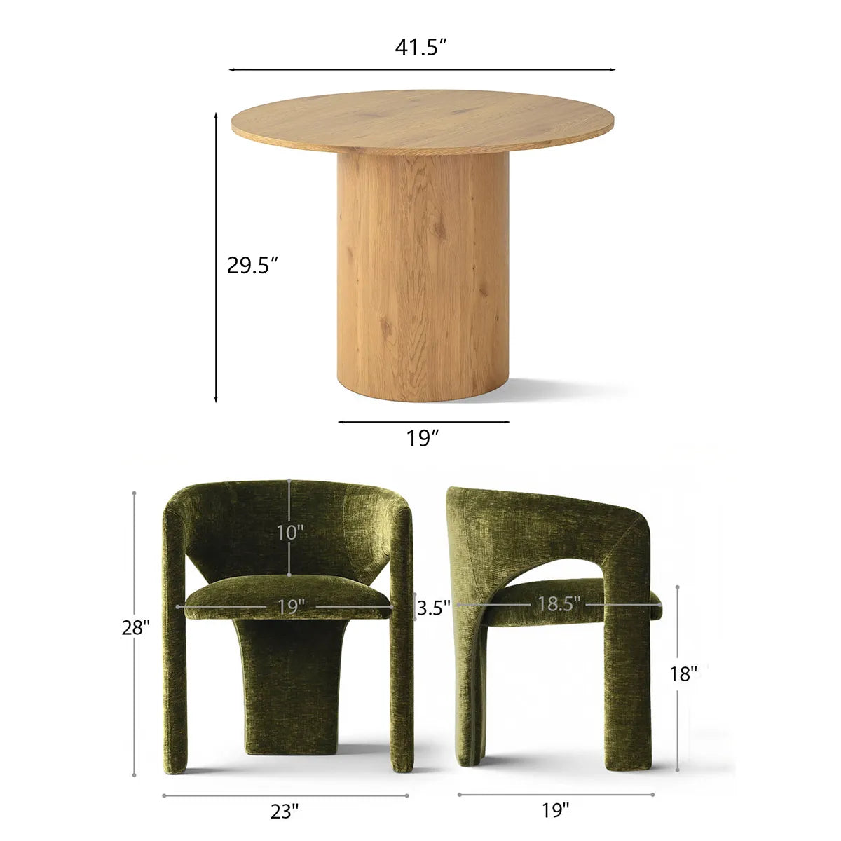 Musk & Khloe 41.5" Round Dining Table Set for 4 (5-Piece)