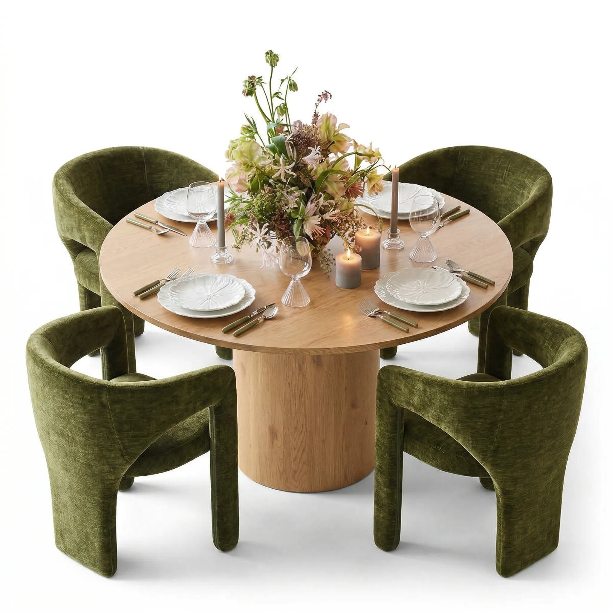 Musk & Khloe 41.5" Round Dining Table Set for 4 (5-Piece)