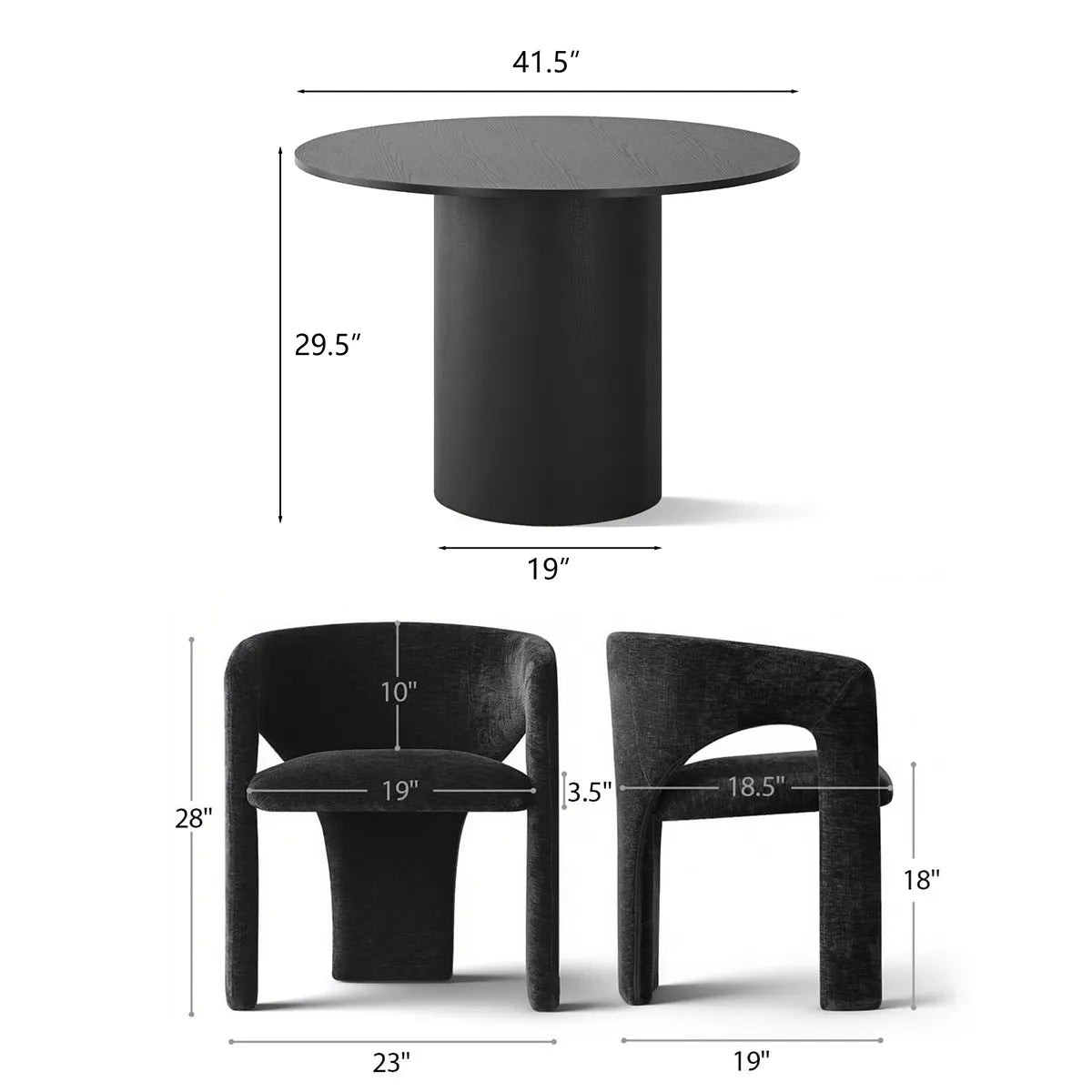 Musk & Khloe 41.5" Round Dining Table Set for 4 (5-Piece)