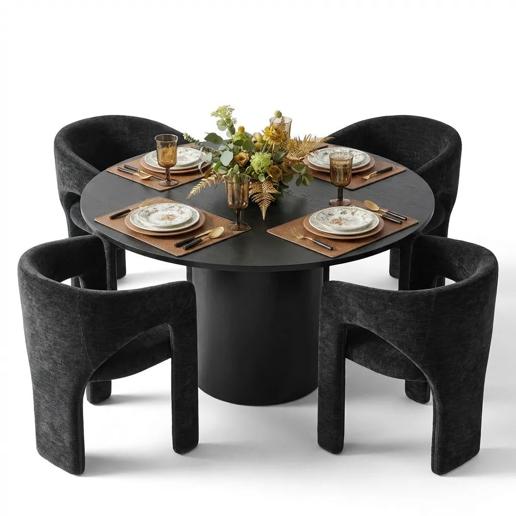 Musk & Khloe 41.5" Round Dining Table Set for 4 (5-Piece)
