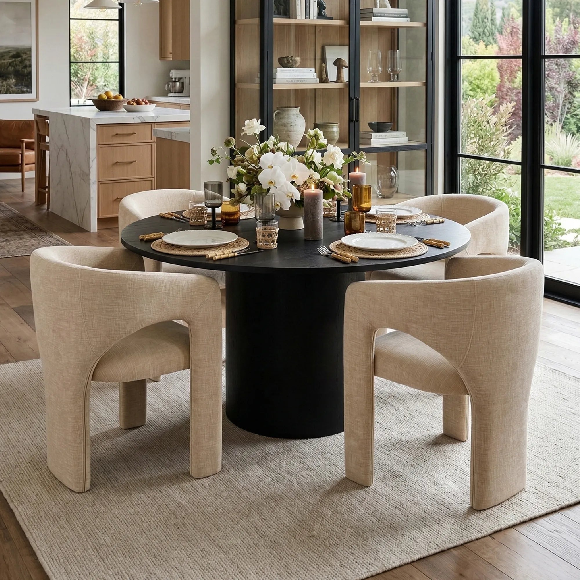 Musk & Khloe 41.5" Round Dining Table Set for 4 (5-Piece)