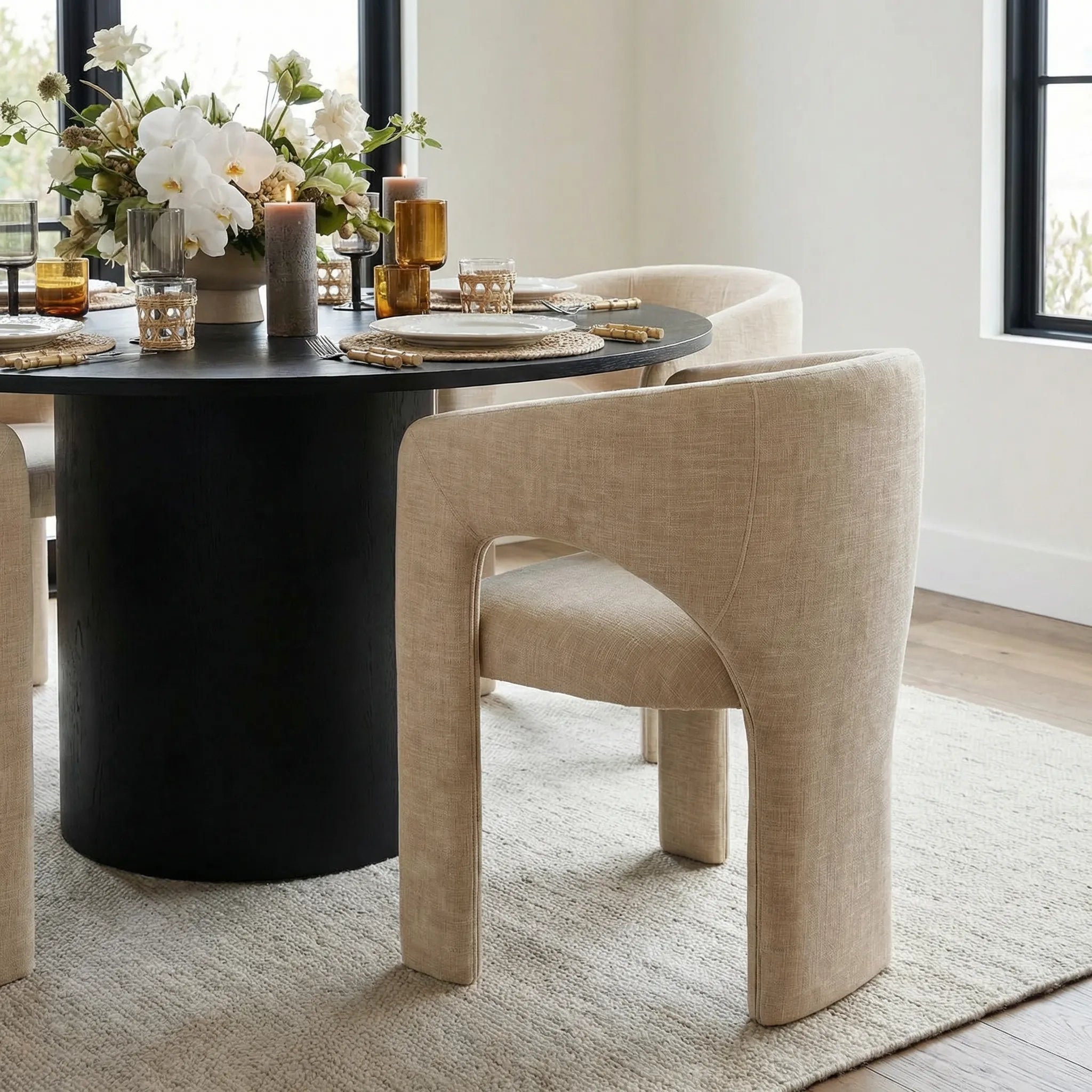 Musk & Khloe 41.5" Round Dining Table Set for 4 (5-Piece)