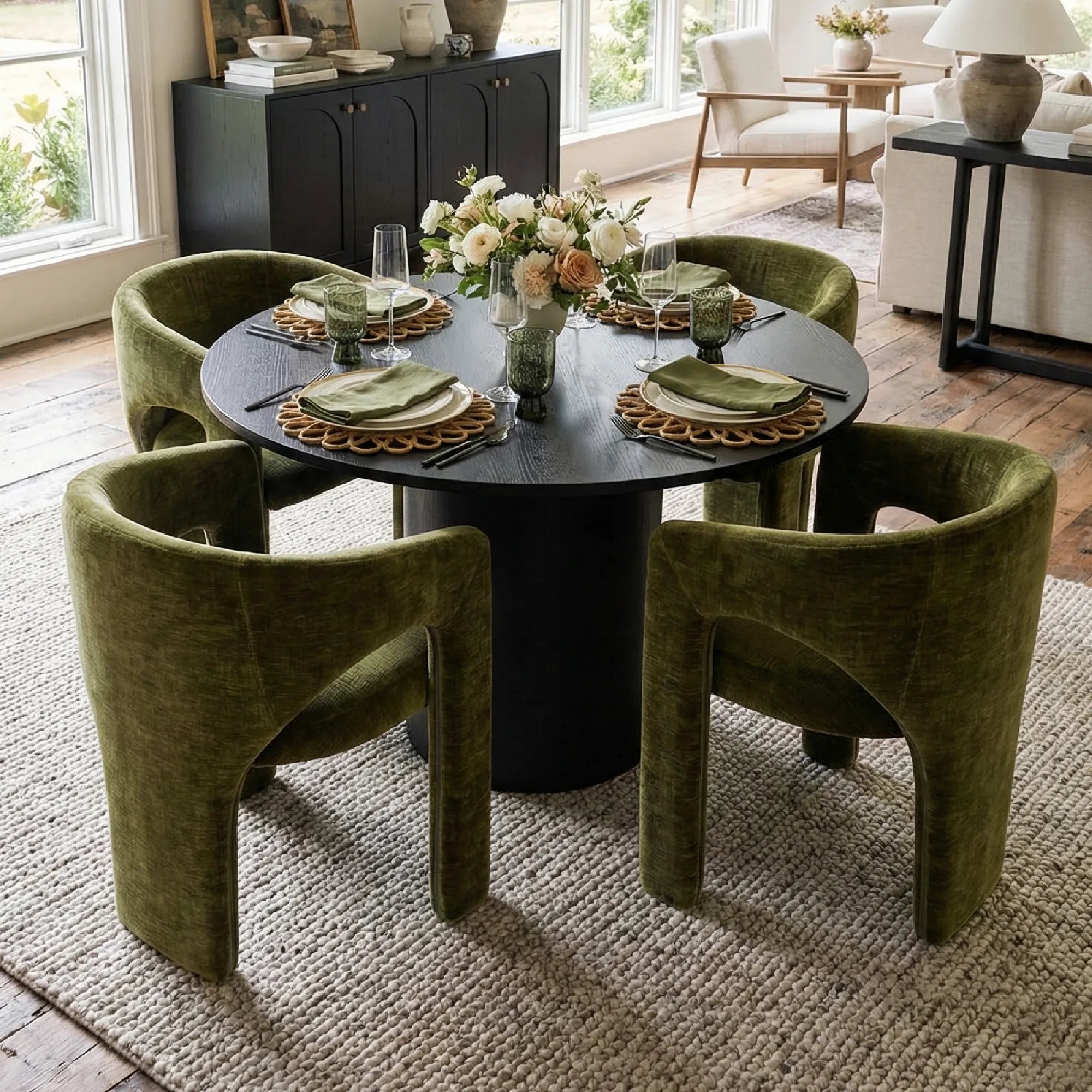 Musk & Khloe 41.5" Round Dining Table Set for 4 (5-Piece)