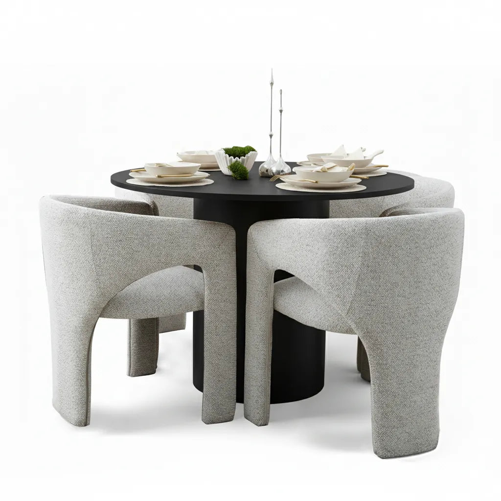 Musk & Khloe 41.5" Round Dining Table Set for 4 (5-Piece)