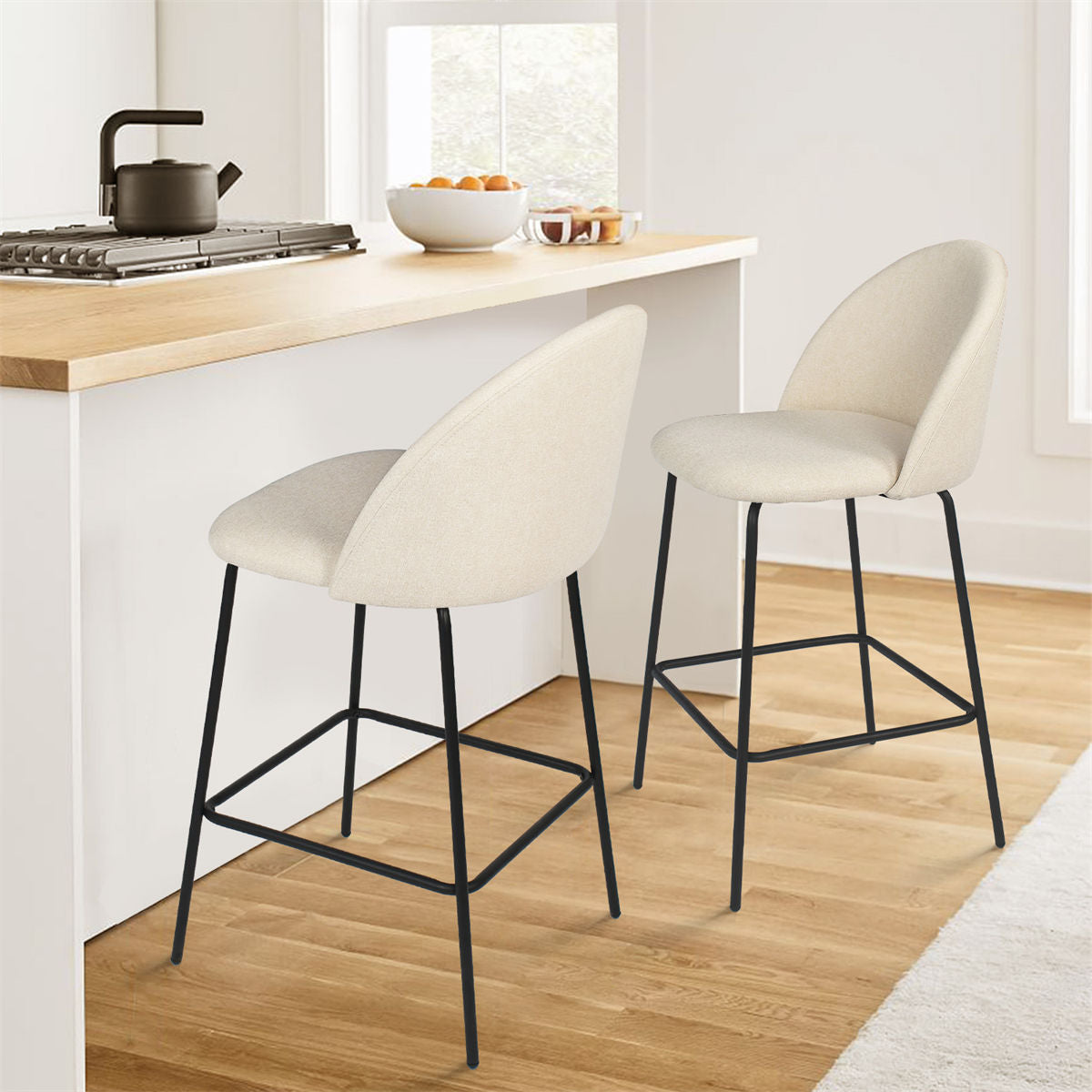 [Closeout-Only 129.99$]Nano 25'' Upholstered Low Back Counter Stool (Set of 2)