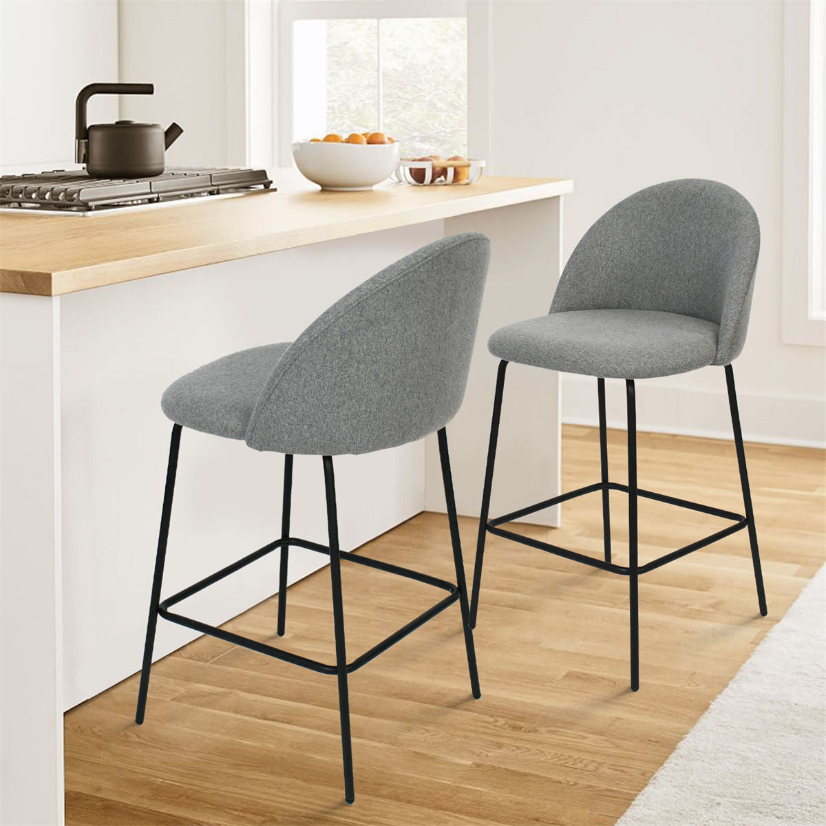 [Closeout-Only 129.99$]Nano 25'' Upholstered Low Back Counter Stool (Set of 2)
