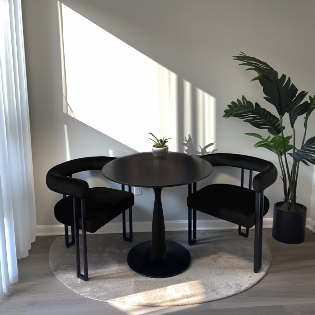 New Haven & Mia 35" Black Round Dining Table Set for 2 (3-Piece)