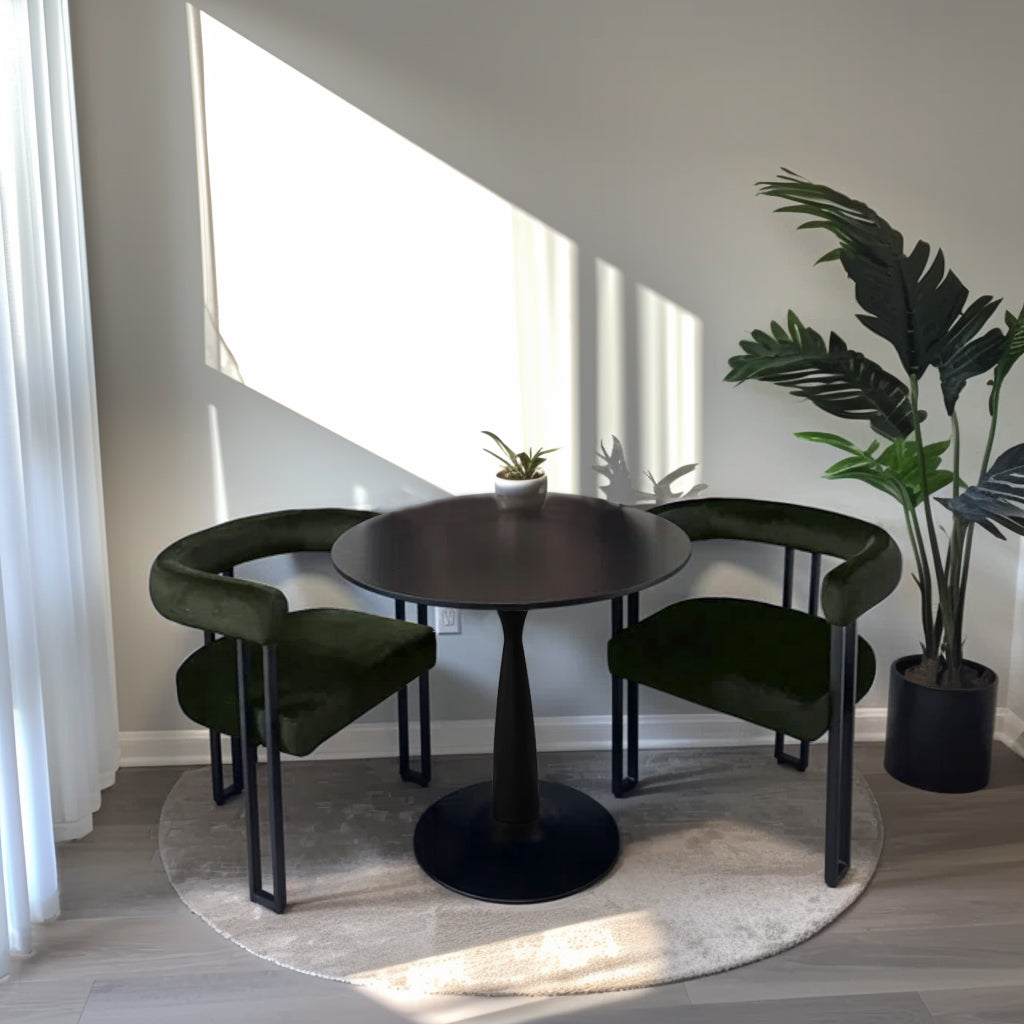 New Haven & Mia 35" Black Round Dining Table Set for 2 (3-Piece)